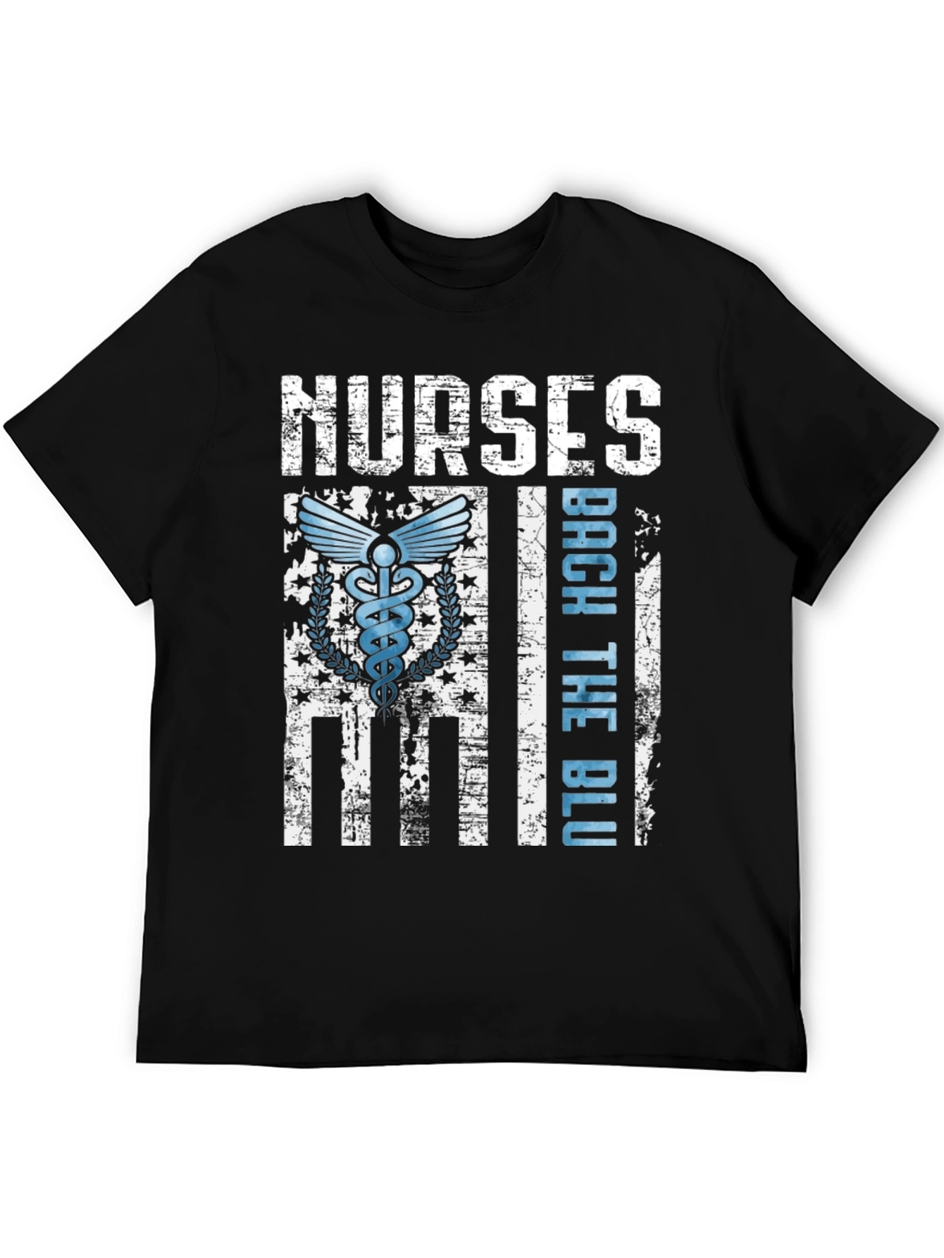 Black Nurses Back The Blue T-Shirt - Healthcare Support Apparel view 5