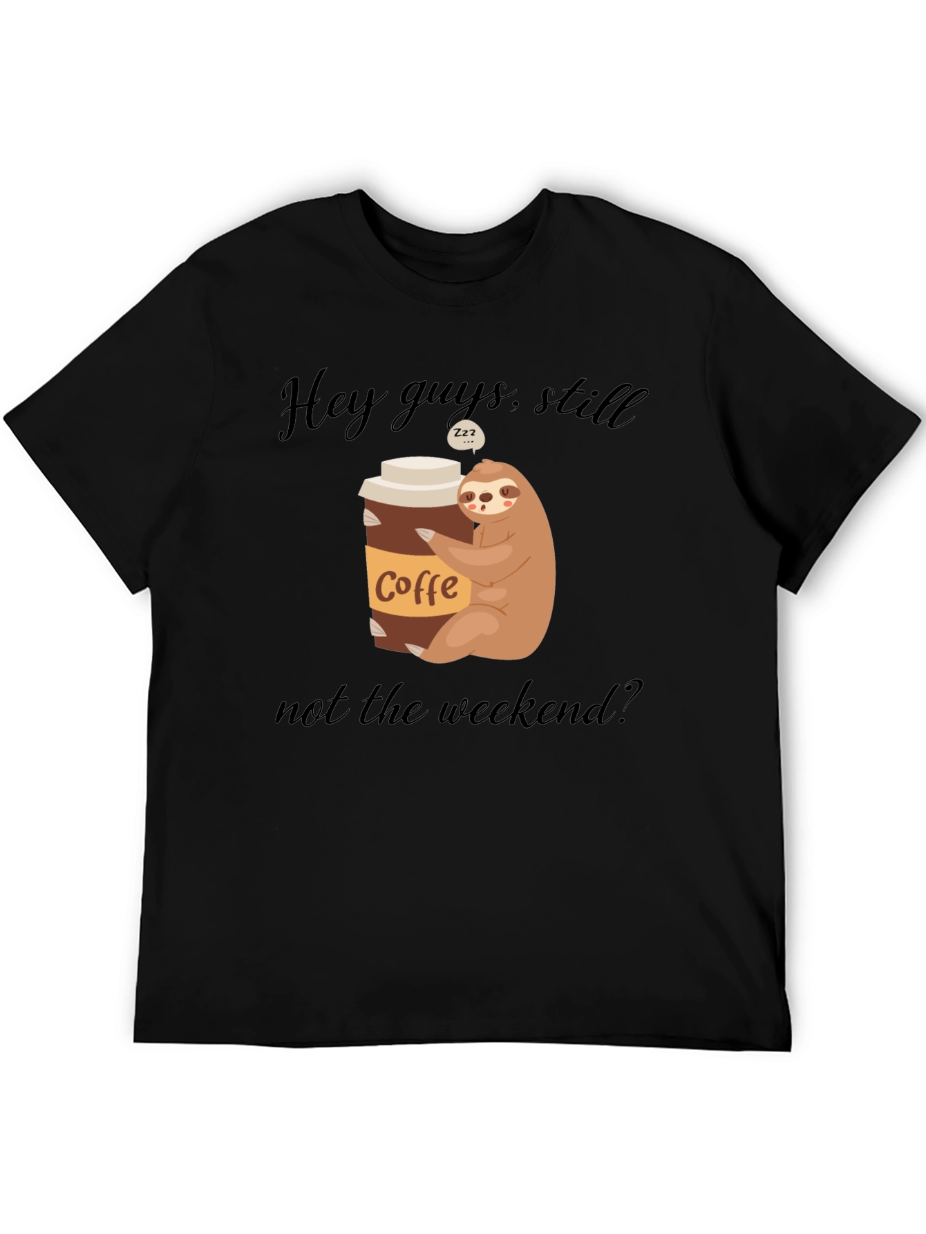 Black Coffee Sloth Graphic Tee - Weekend Vibes view 5
