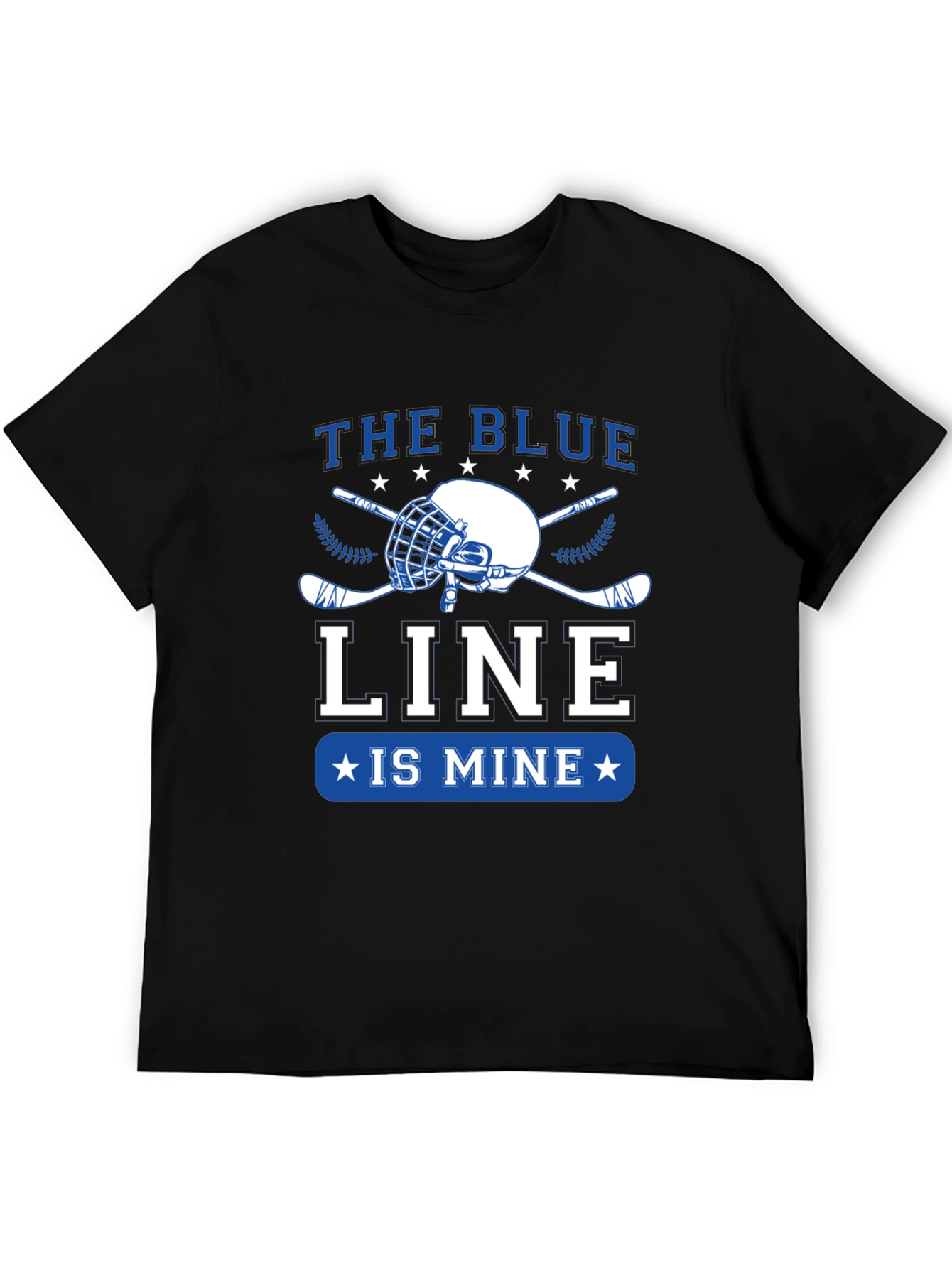 Black The Blue Line is Mine Hockey T-Shirt view 5