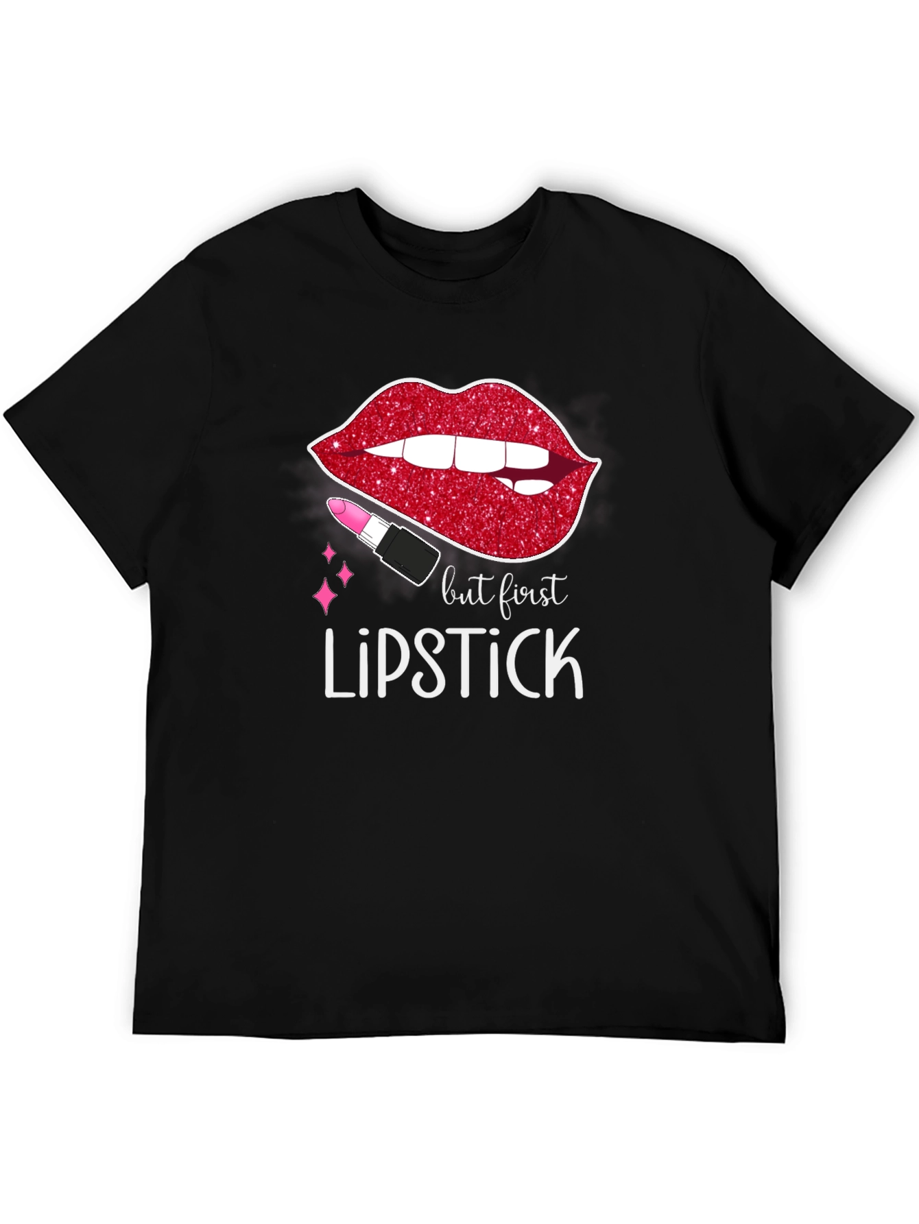 Black But First Lipstick Graphic Tee - Stylish & Trendy view 5