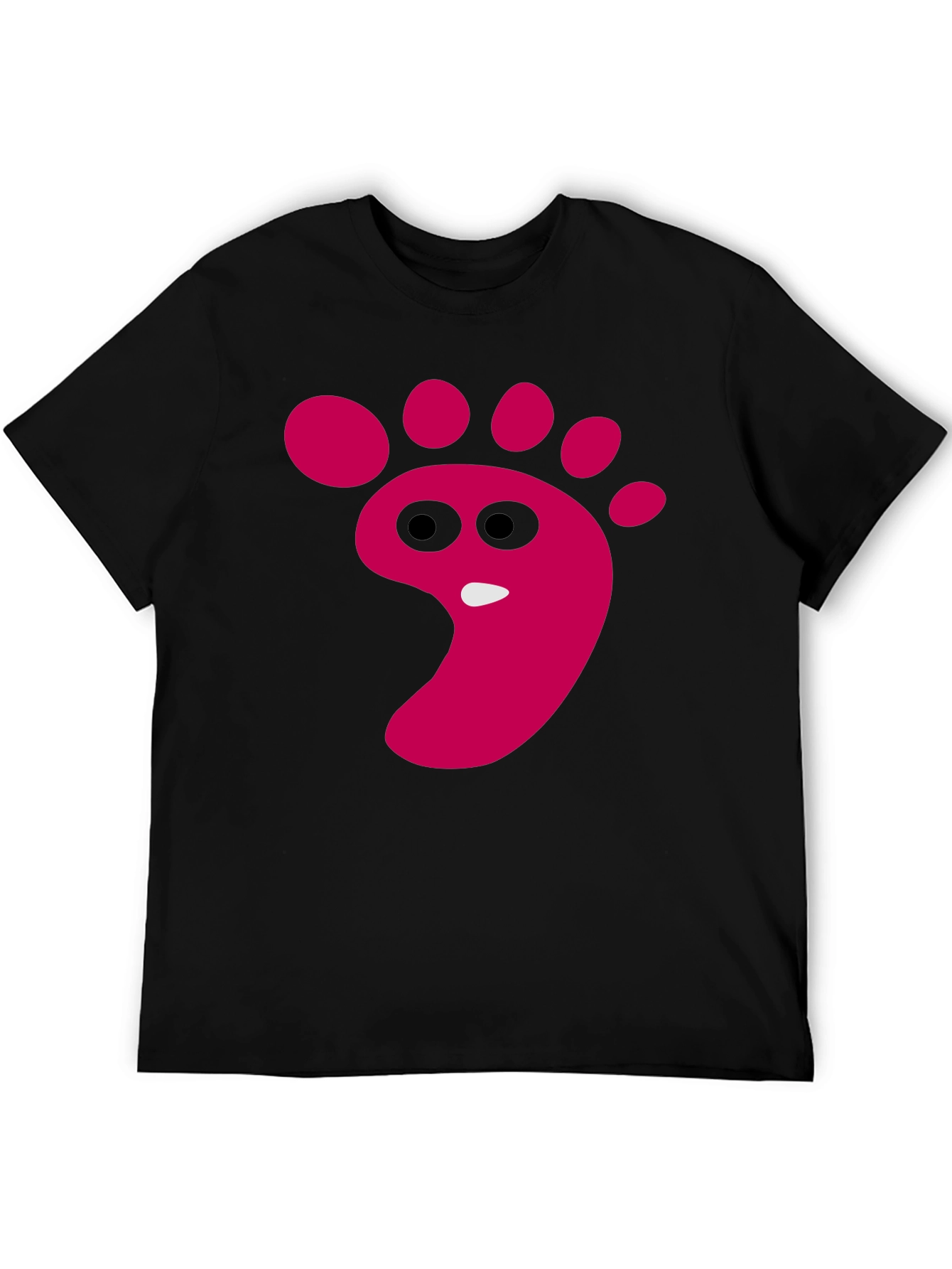 Black Funny Footprint Graphic T-Shirt - Black Cotton Tee view 5