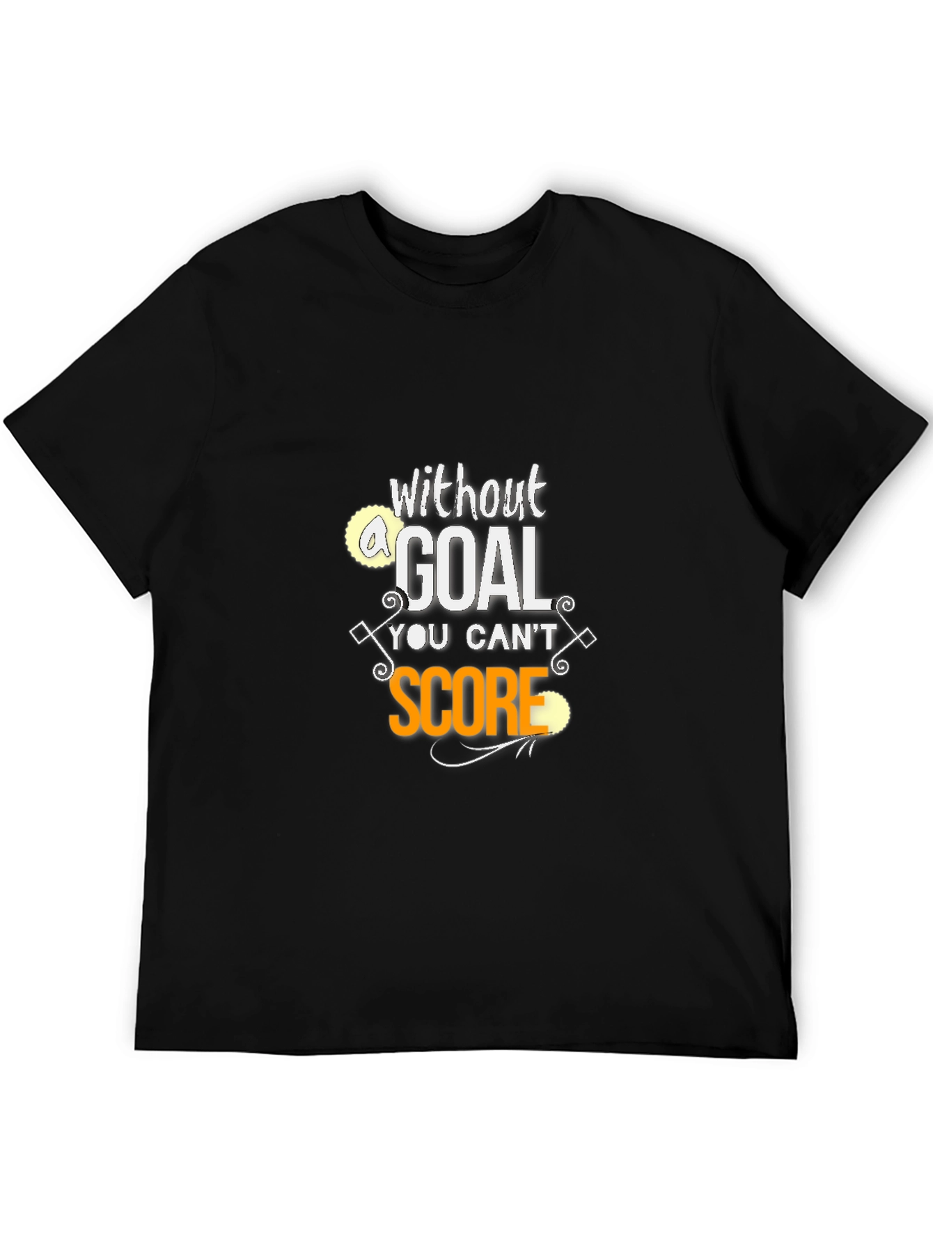 Black Motivational Goal Score Black T-Shirt view 5
