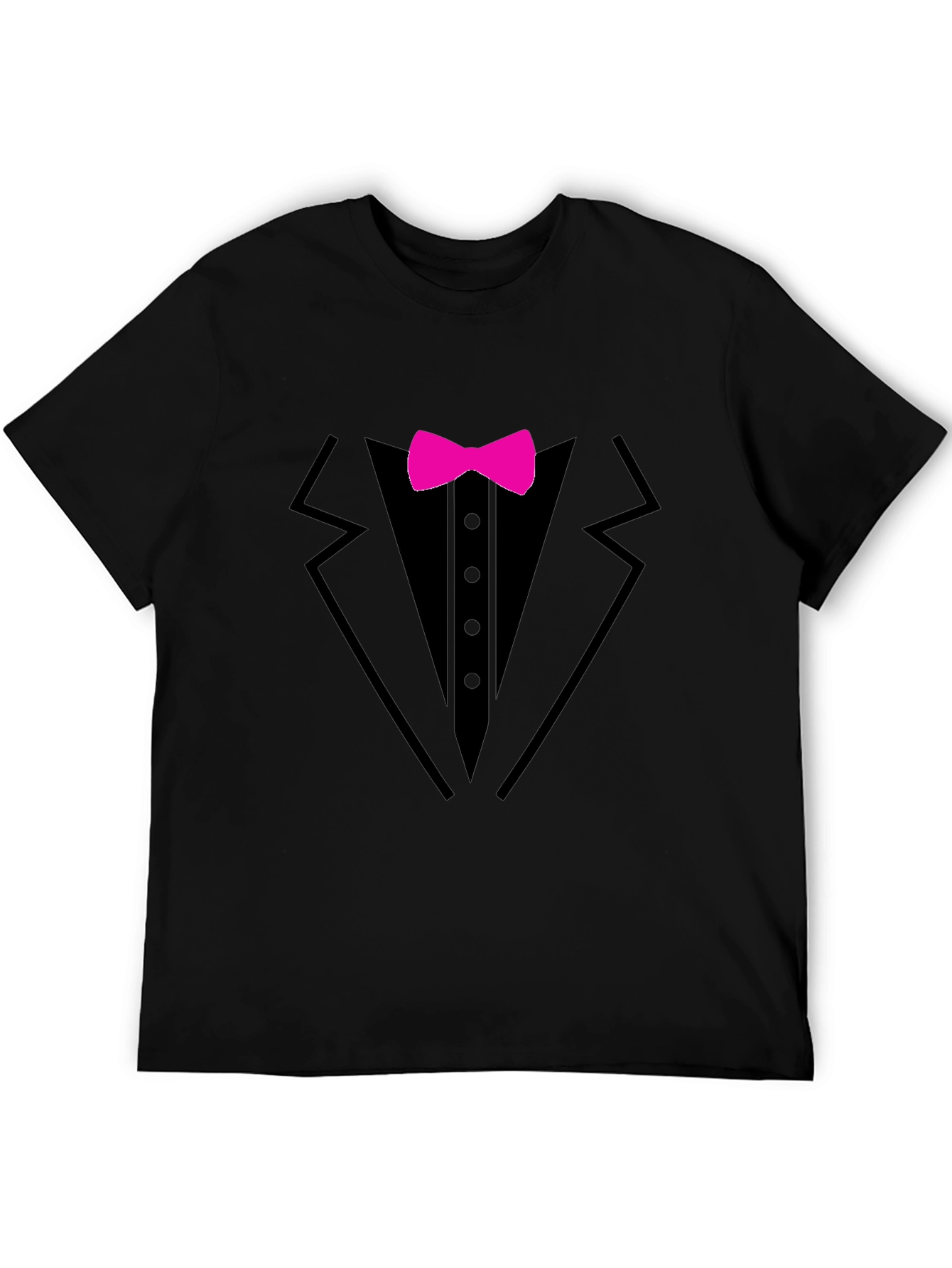 Black Tuxedo T-Shirt with Pink Bow Tie - Fun Formal Wear view 5