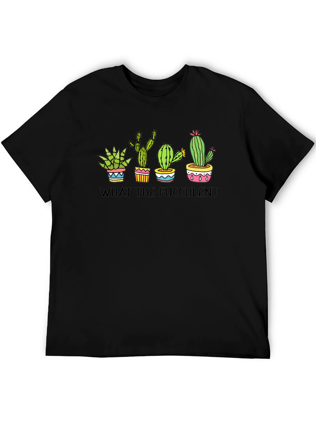 Black What the Fucculent Cactus Graphic Tee - Black view 5