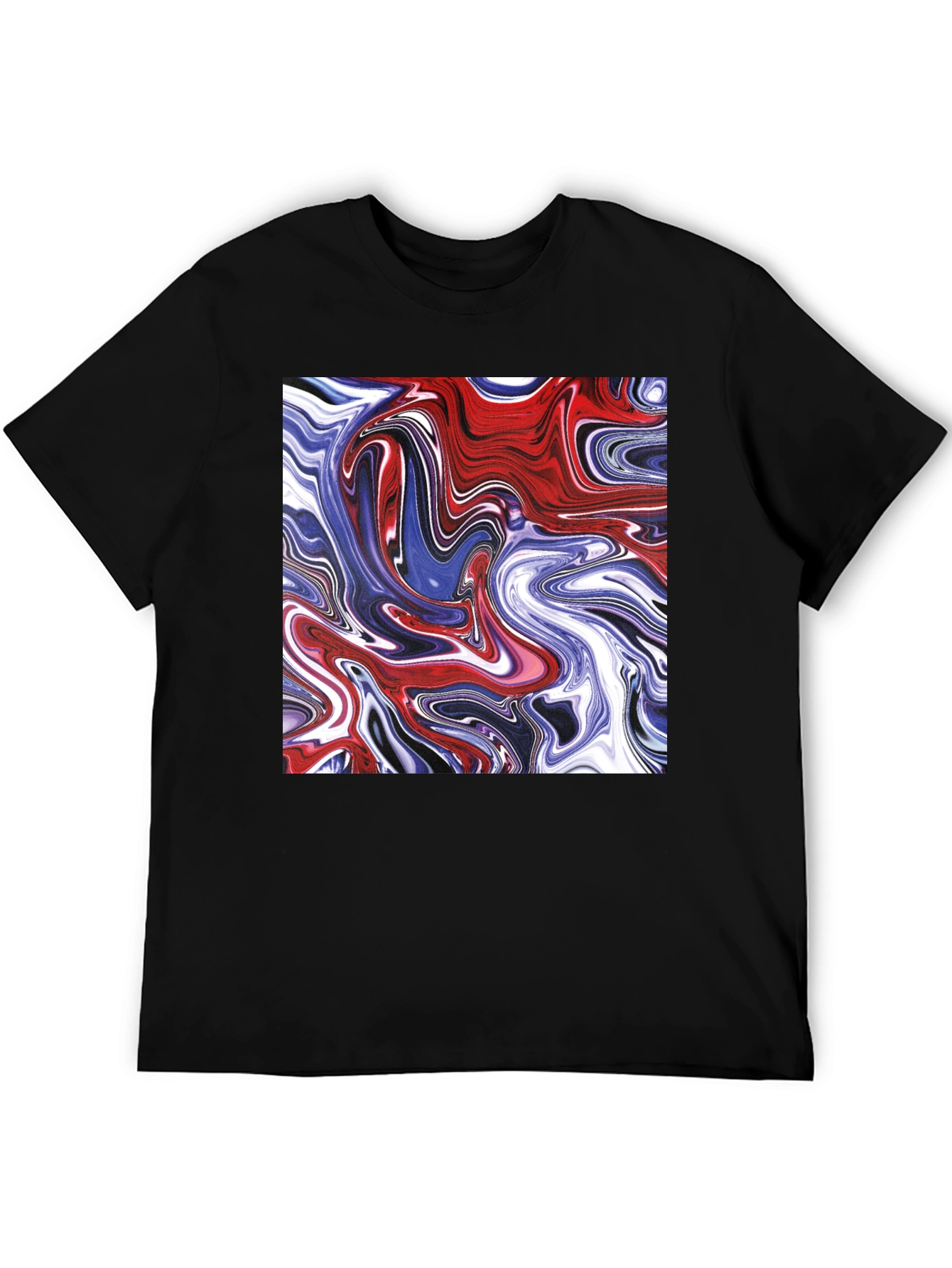 Black Swirled Paint Graphic Tee - Cool Abstract Art T-Shirt view 5