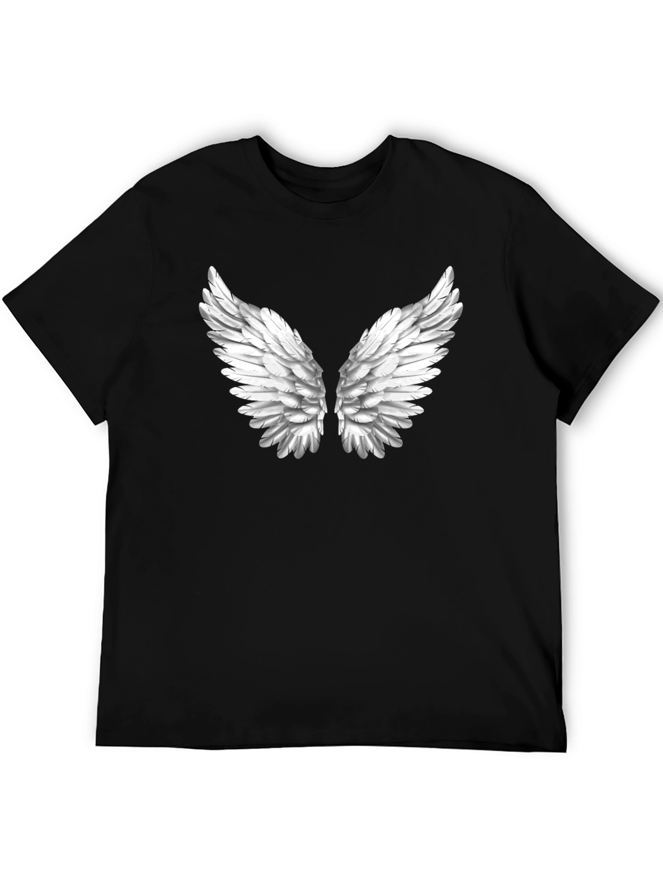 Black Angel Wings Graphic Tee - Black Cotton Comfort view 5