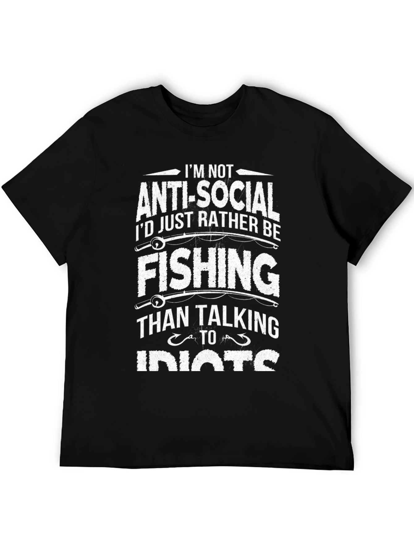 Black Anti-Social Fishing T-Shirt: Rather Fish Than Talk view 5