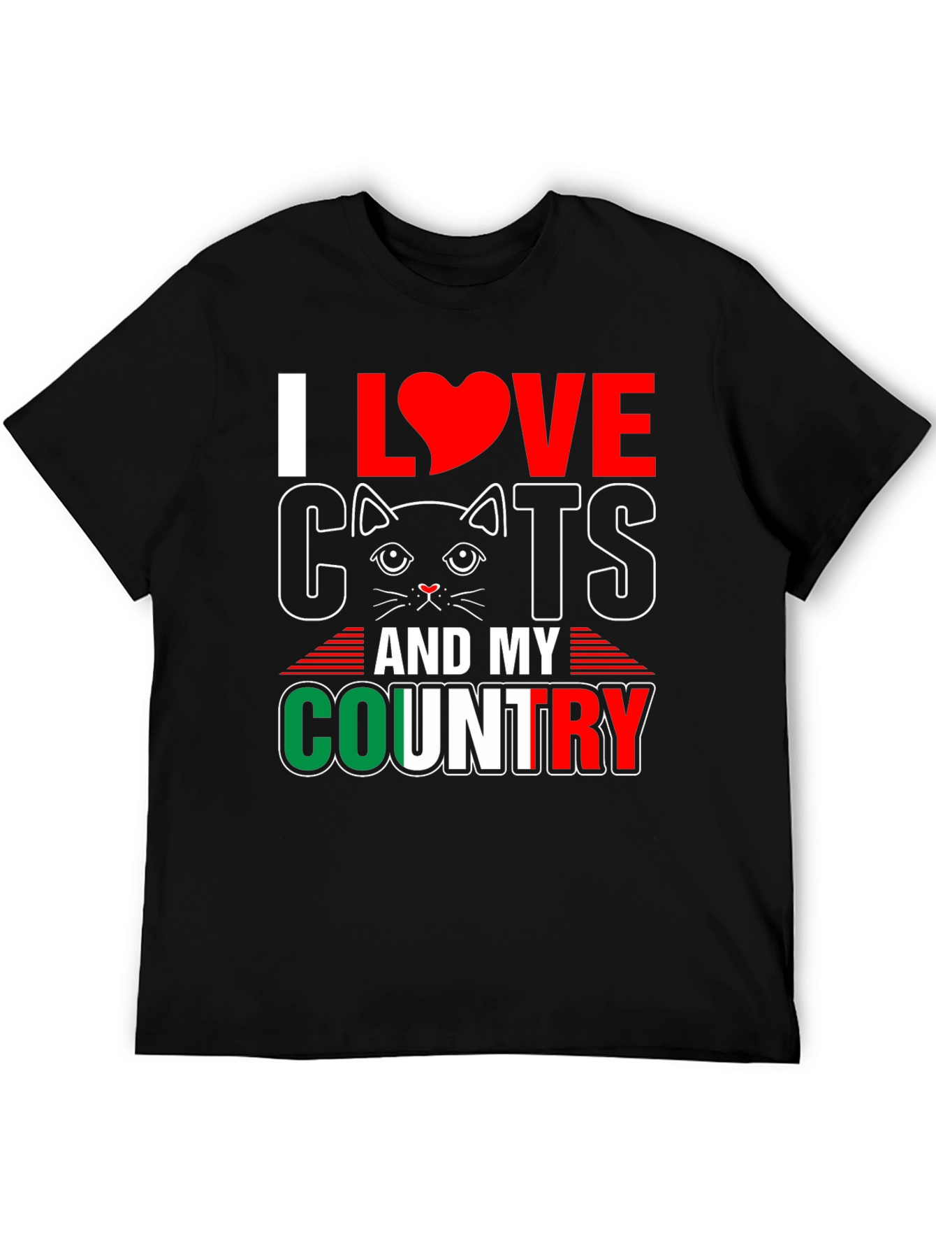 Black I Love Cats and My Country T-Shirt view 5