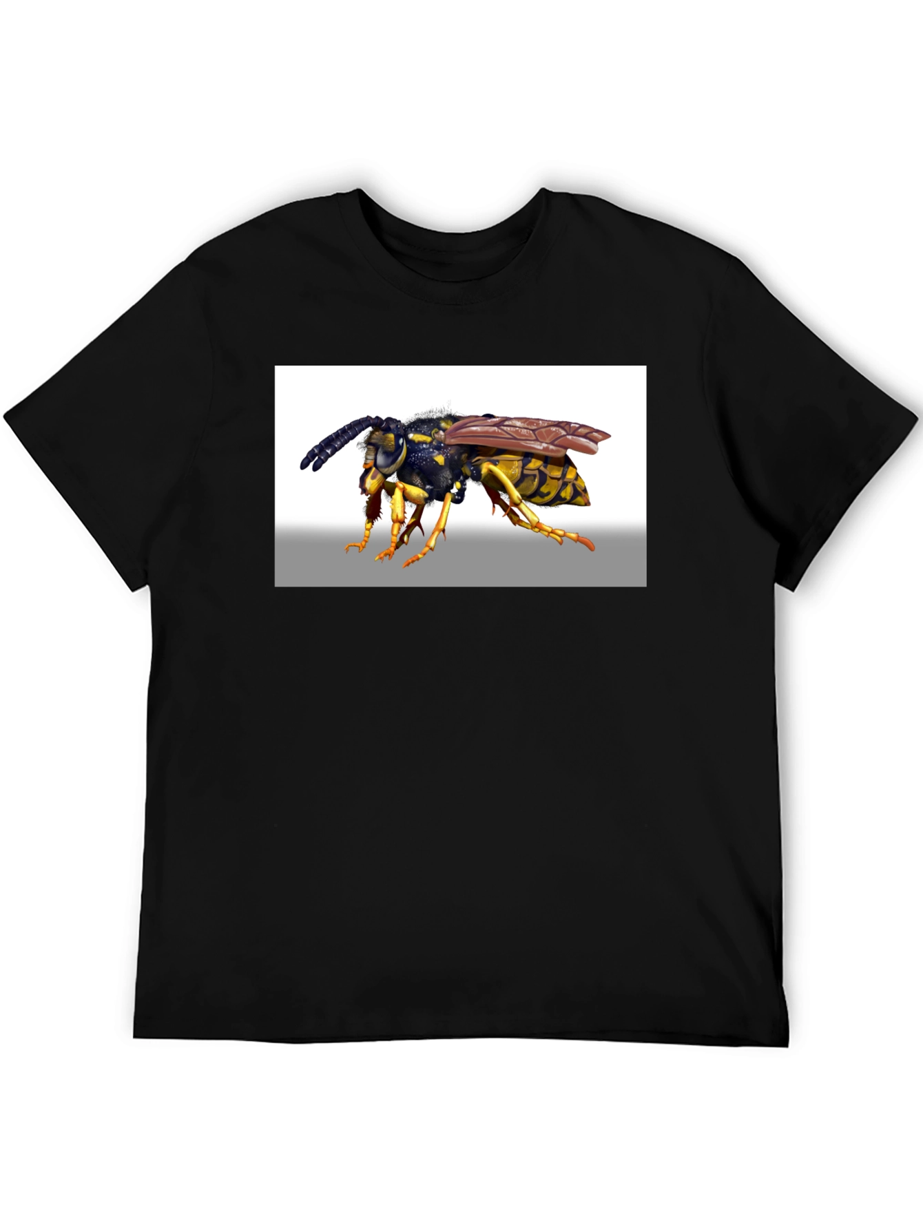 Black Wasp Graphic T-Shirt - Black Cotton Tee view 5