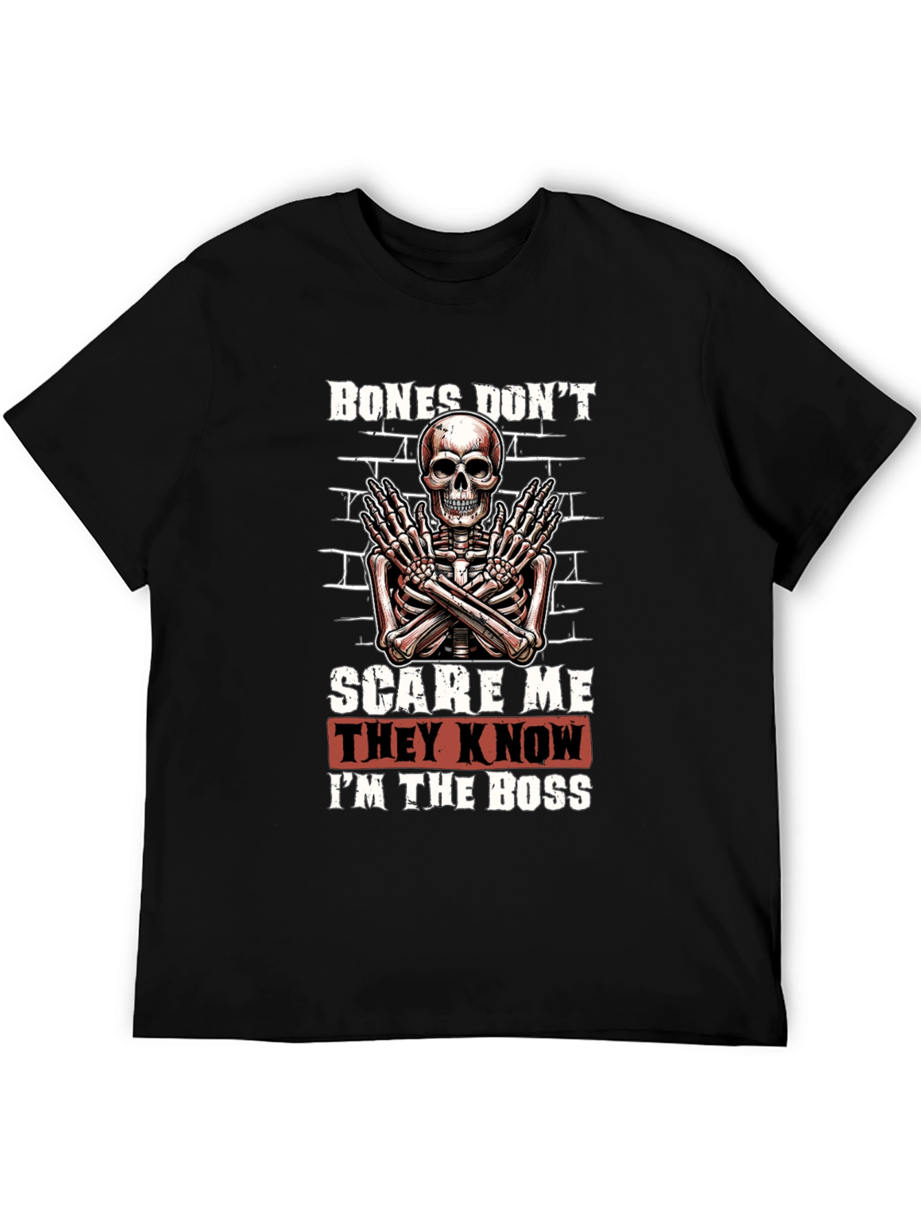 Black Bones Don't Scare Me Skeleton Graphic Tee view 5