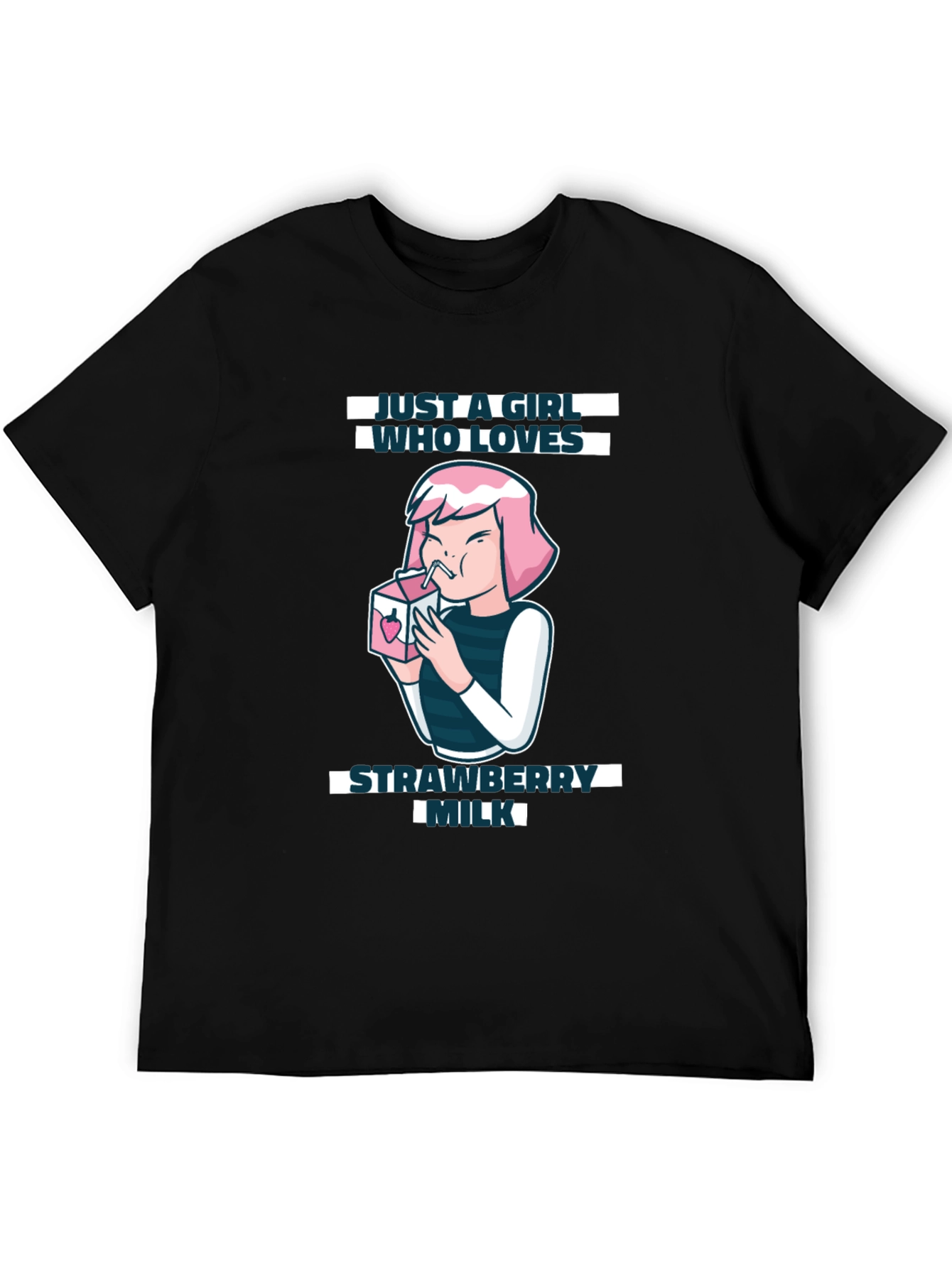 Black Strawberry Milk Lover T-Shirt view 5