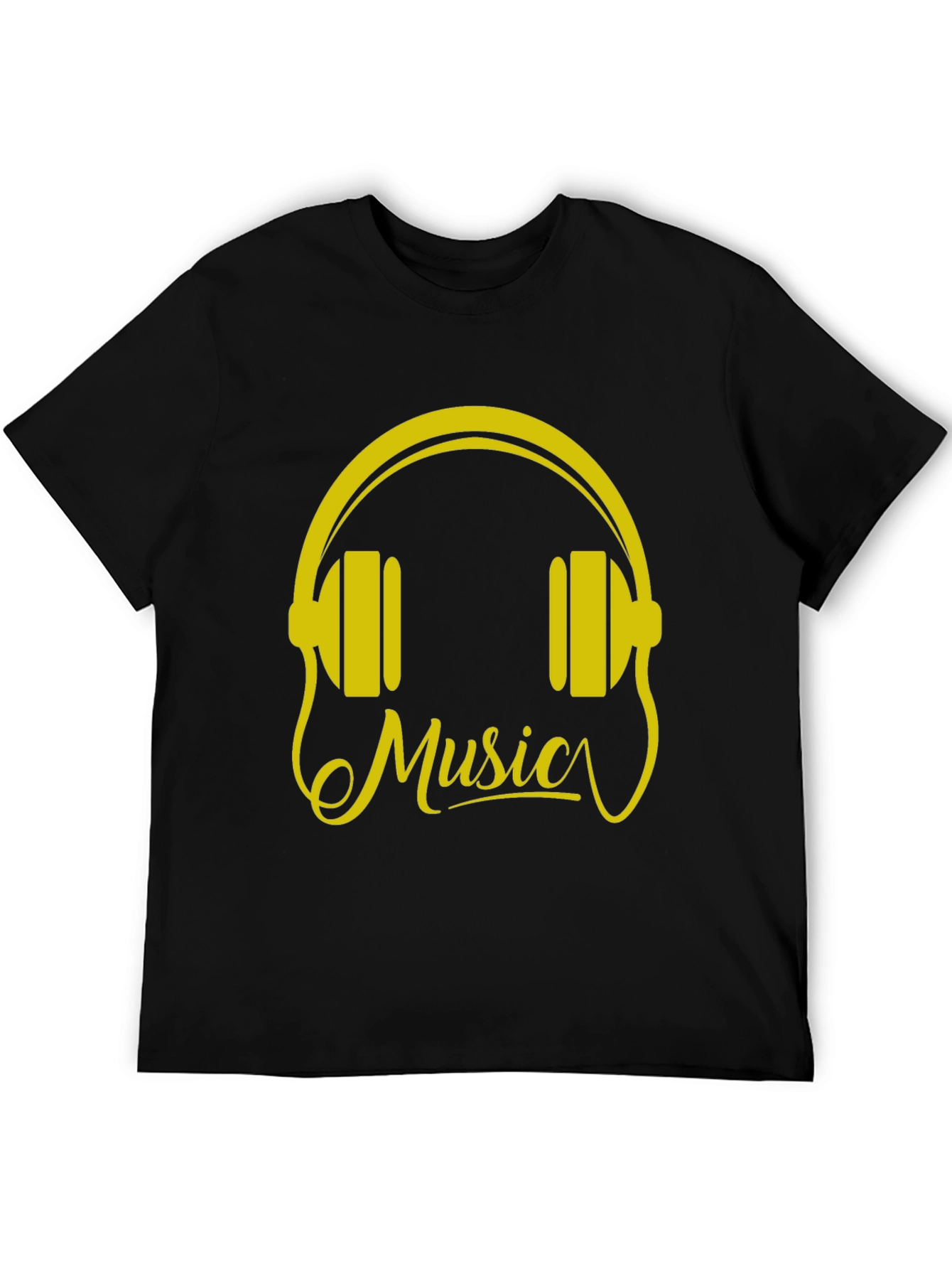 Music Headphones Graphic Tee - Black Cotton T-Shirt - 5
