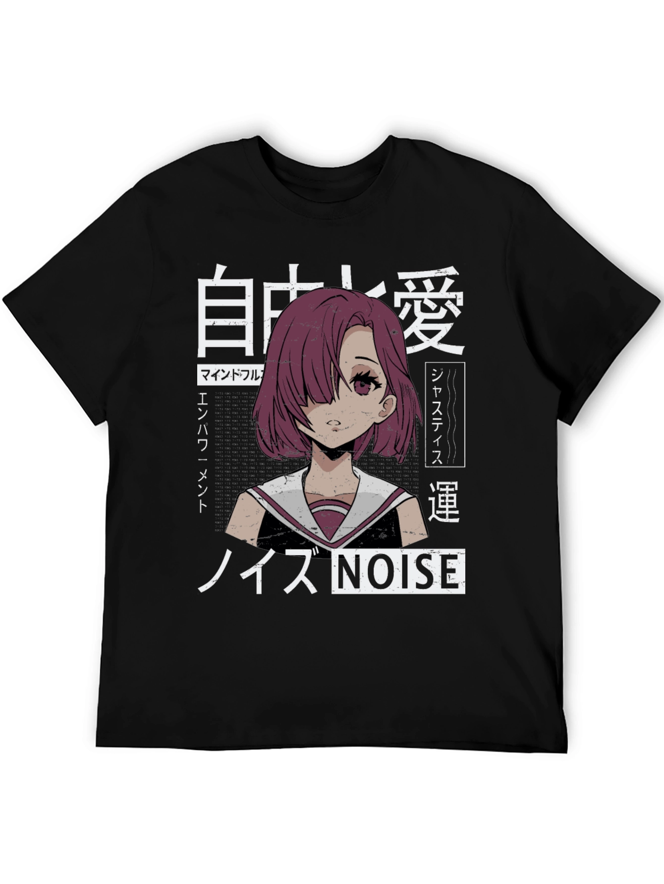 Black Anime Girl Graphic Tee - Japanese Aesthetic Shirt view 5