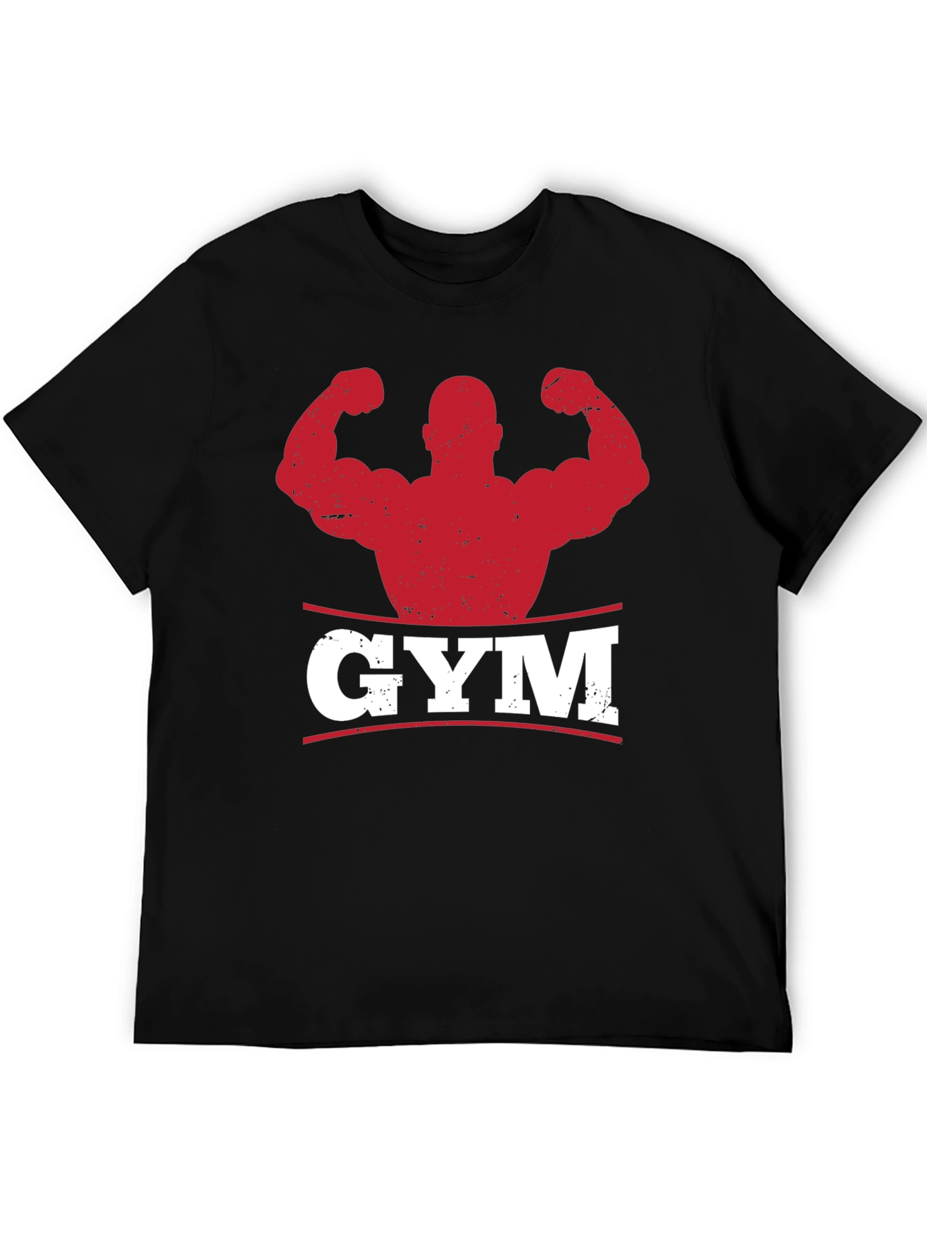 Black Gym Graphic Print Men's Black T-Shirt view 5