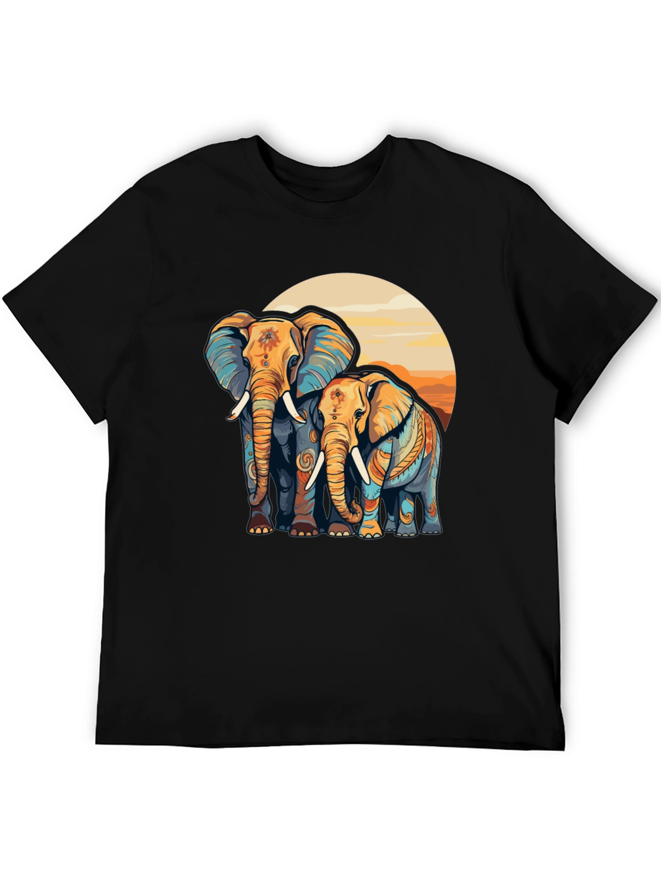 Black Elephant Sunset Graphic Tee - Stylish Comfort view 5