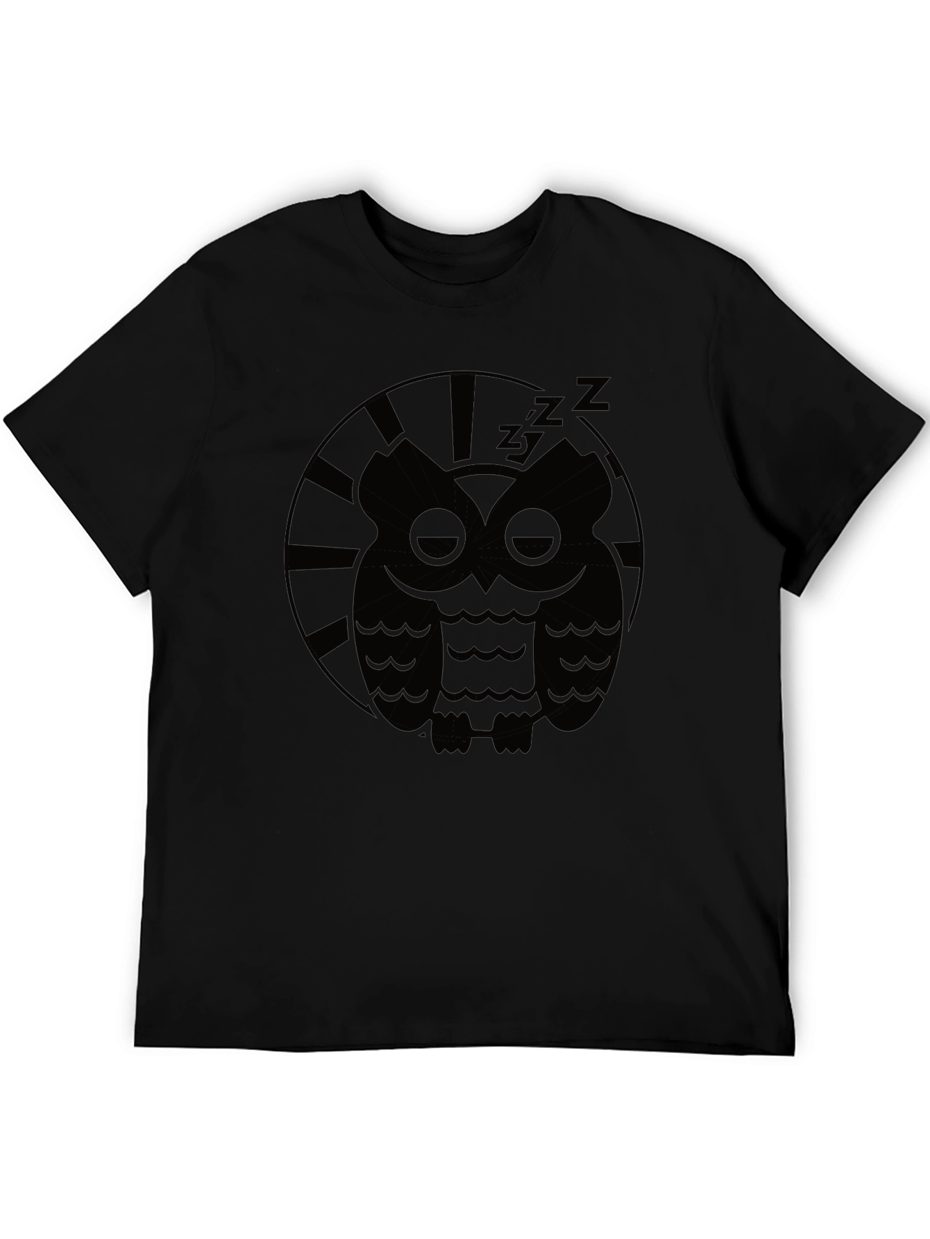 Black Sleepy Owl Graphic Tee - Black Cotton T-Shirt view 5