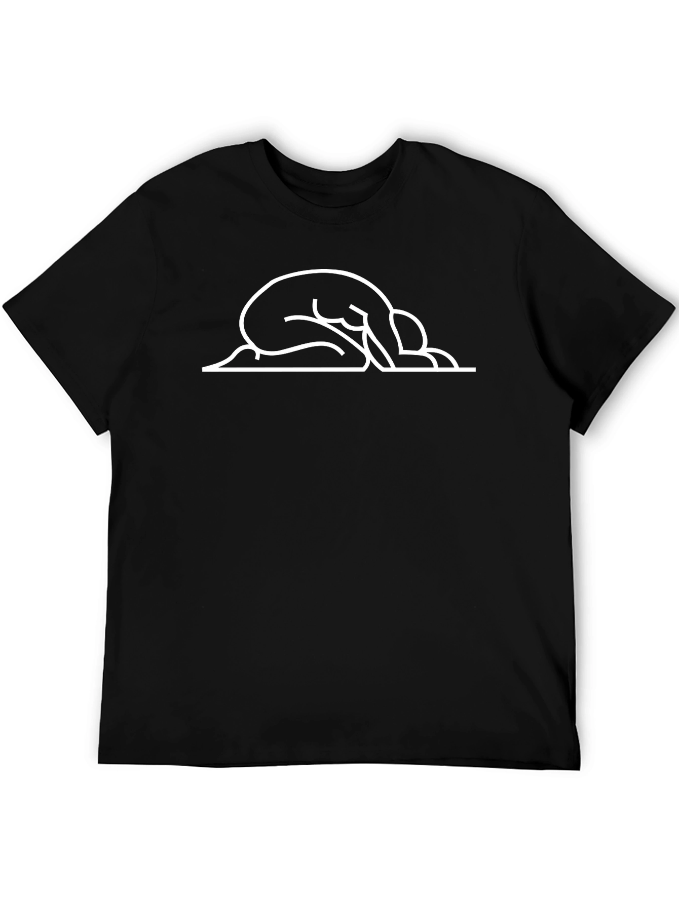 Black Minimalist Praying Pose Black T-Shirt view 5