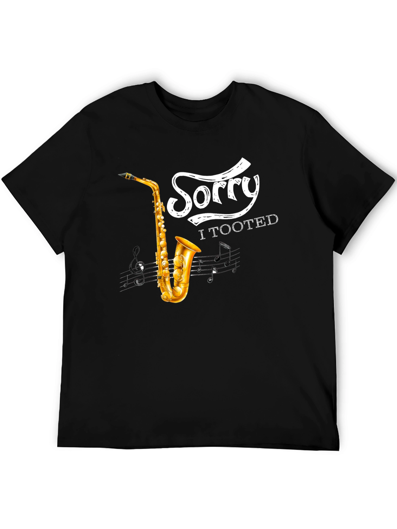 Black Saxophone 'Sorry I Tooted' Graphic Tee view 5