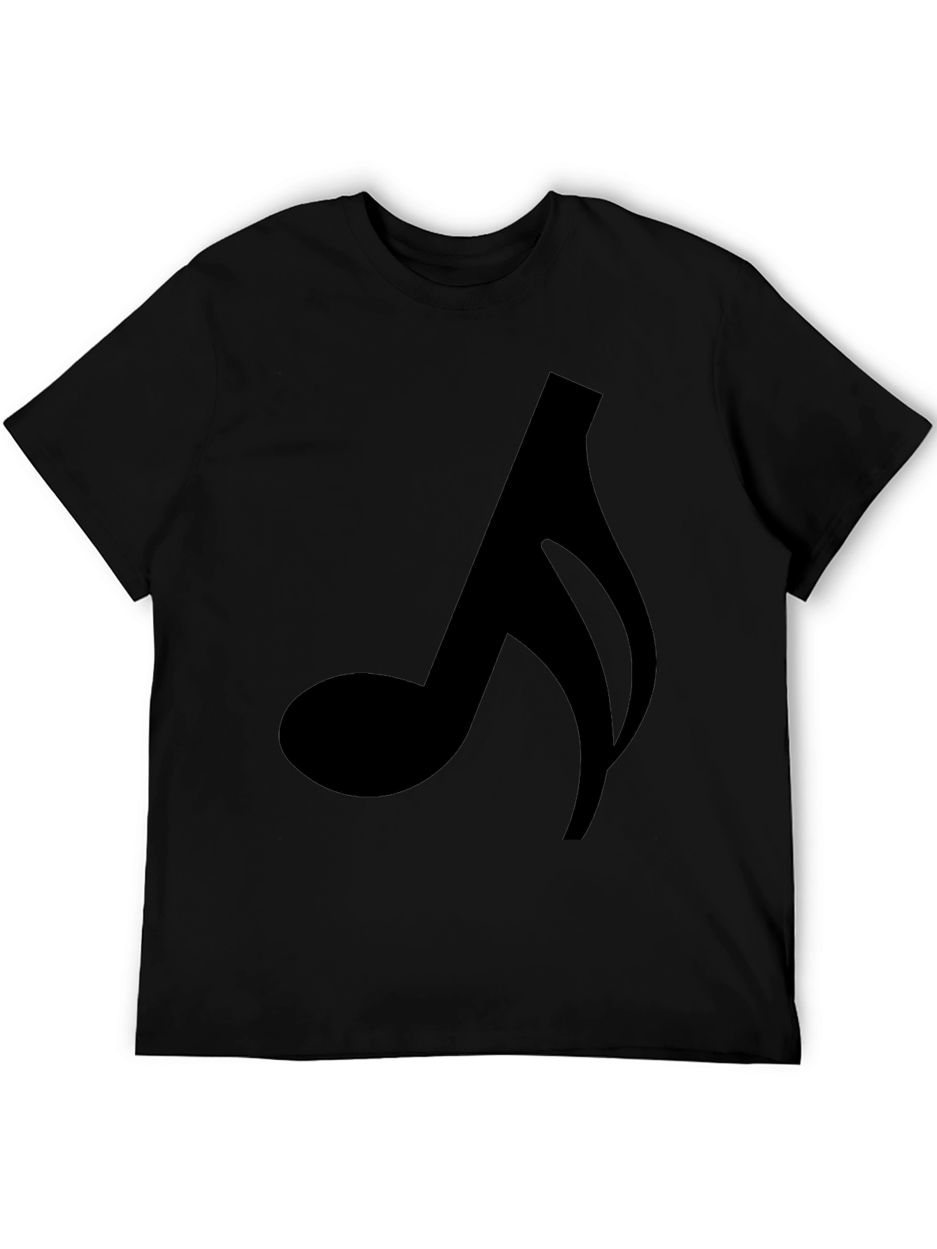 Black Music Note Graphic Tee - Black Cotton Blend T-Shirt view 5