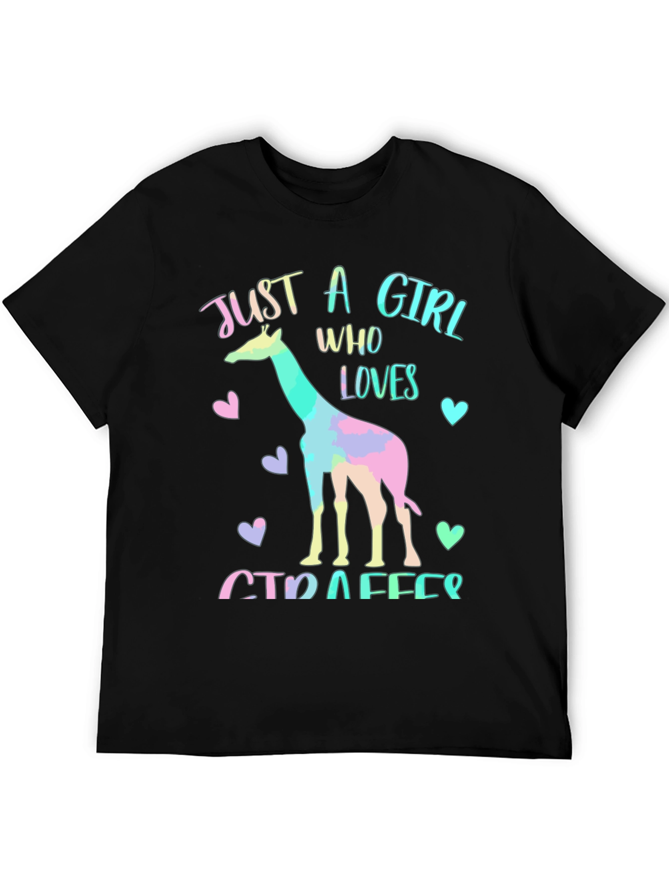 Black Giraffe Lover T-Shirt - Just A Girl Who Loves Giraffes Tee view 5