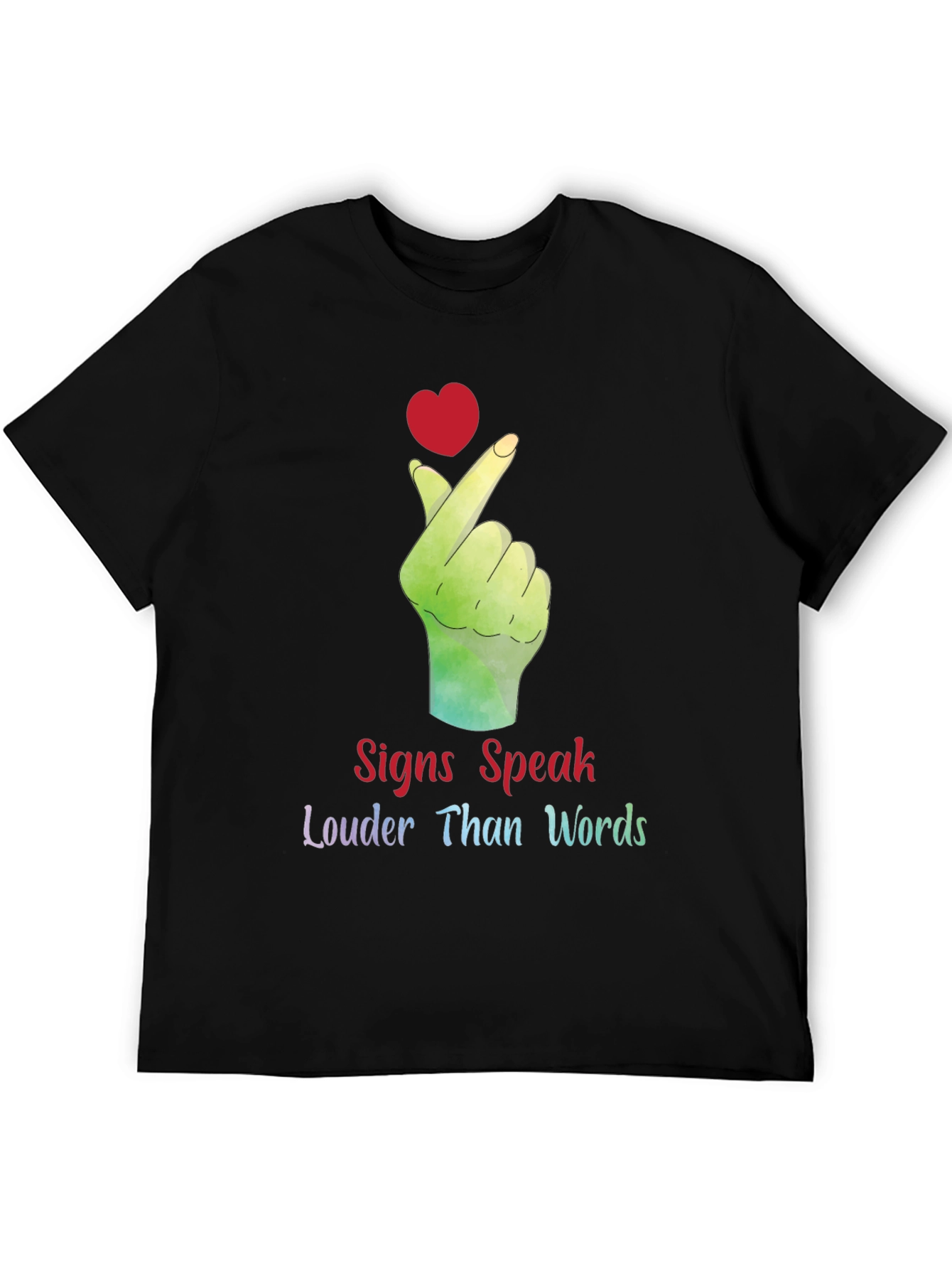 Black Signs Speak Louder Than Words Graphic Tee view 5