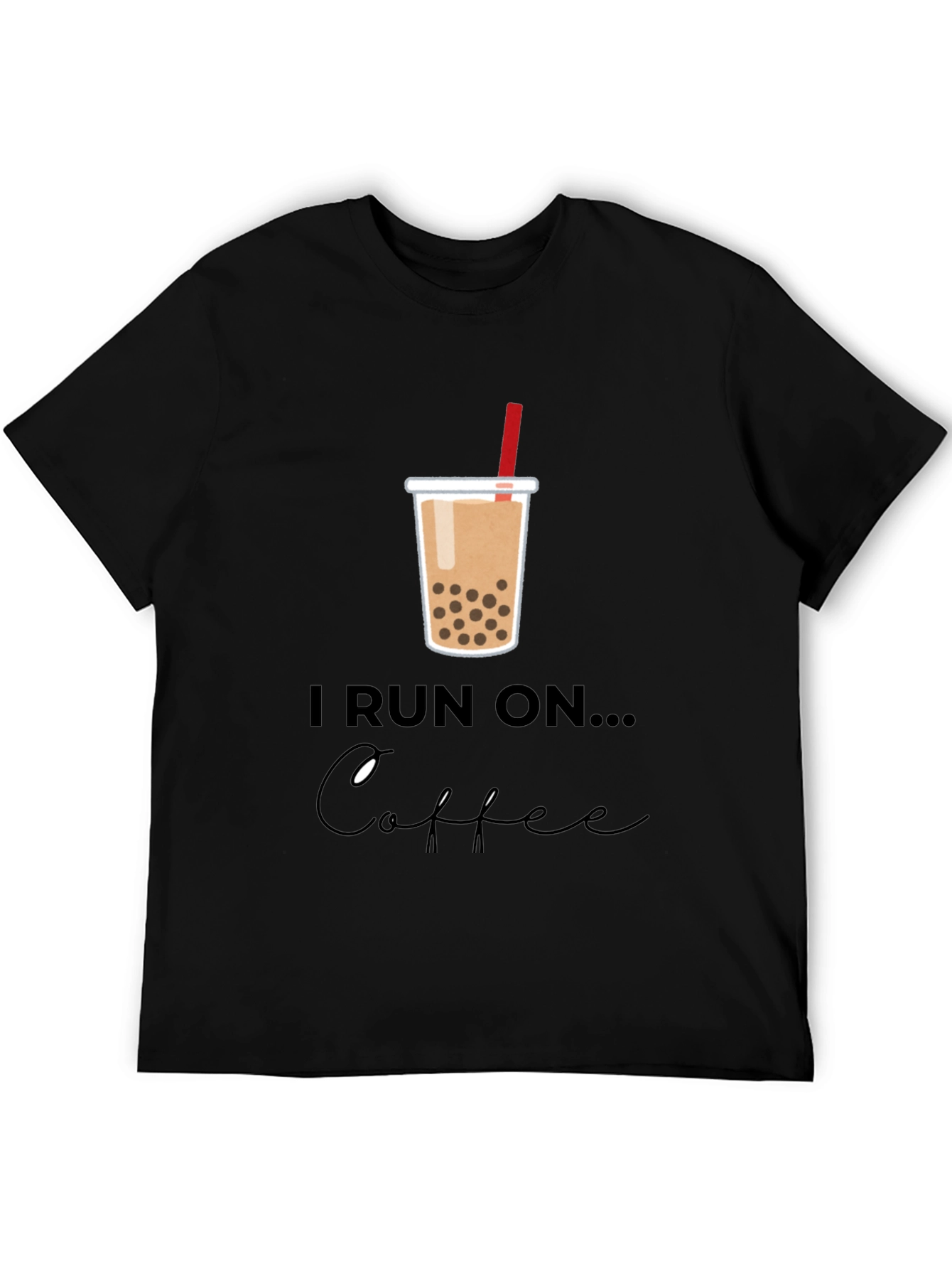 Black I Run on Boba Bubble Tea Graphic T-Shirt view 5