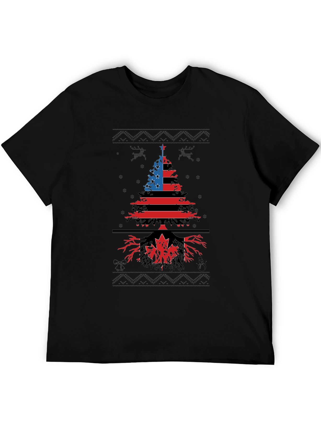 Black USA Canada Roots Christmas Tree Graphic Tee view 5