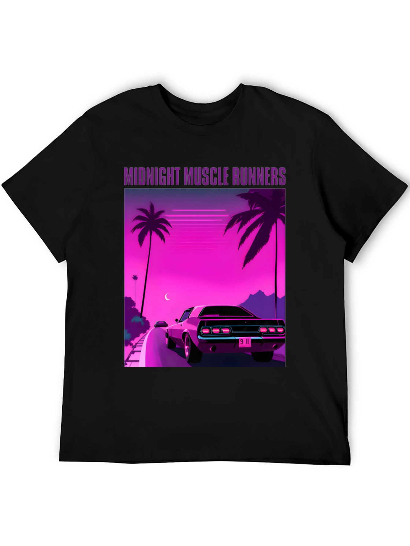 Black Midnight Muscle Runners Graphic Tee view 5