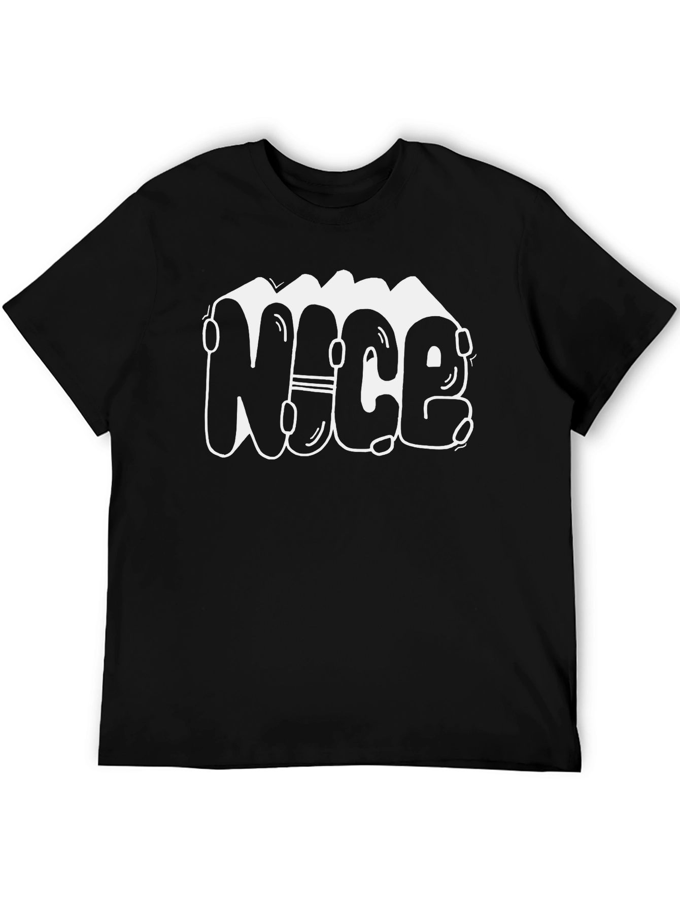 Black NICE Graphic Print Black T-Shirt view 5