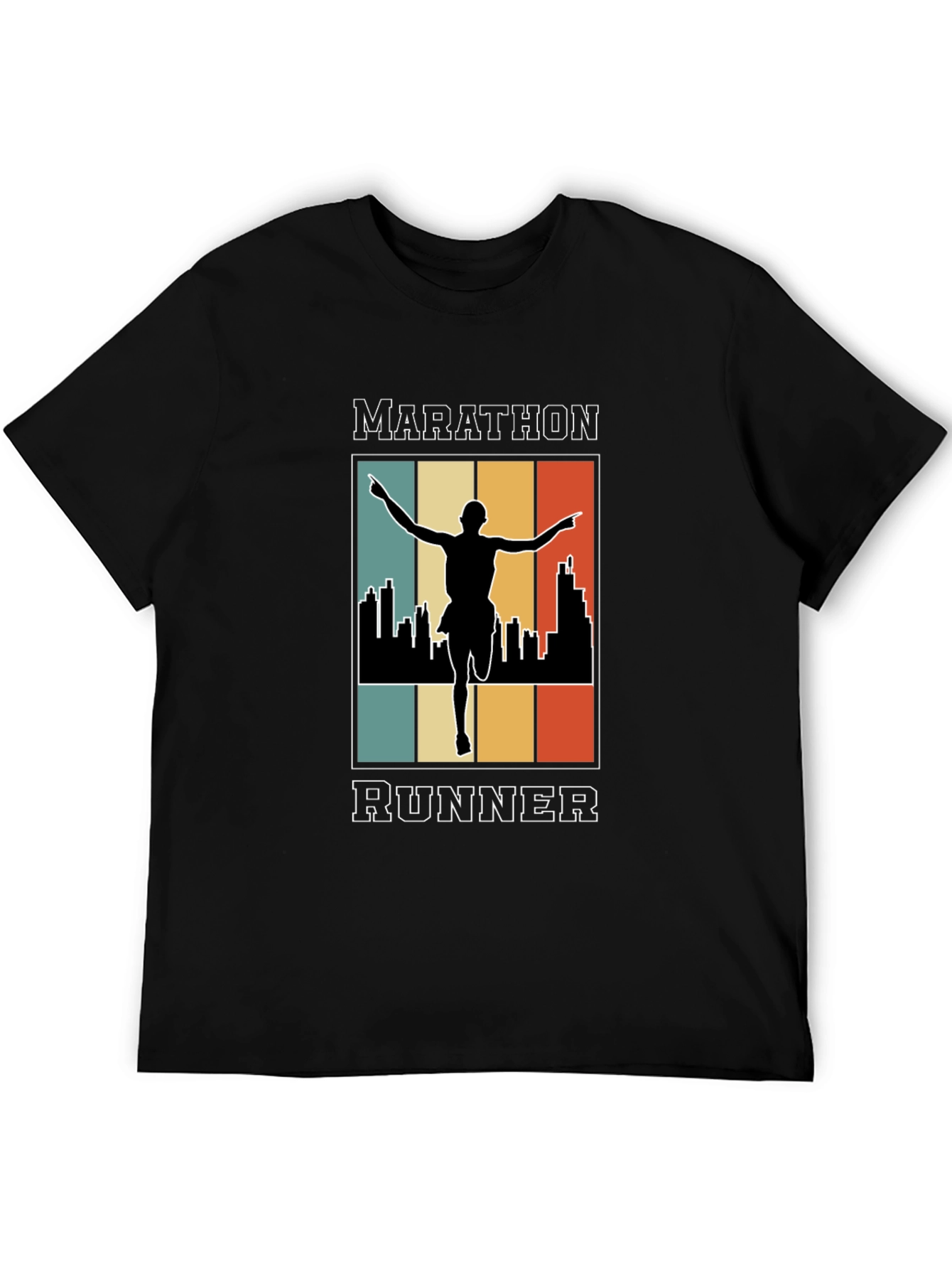 Black Marathon Runner Graphic Tee - Retro Style view 5