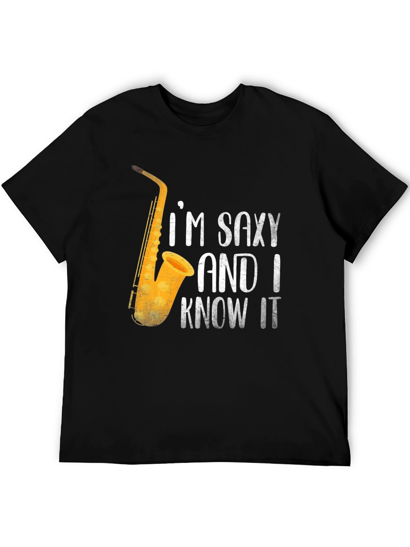 Black Saxy & I Know It T-Shirt | Funny Saxophone Player Tee view 5