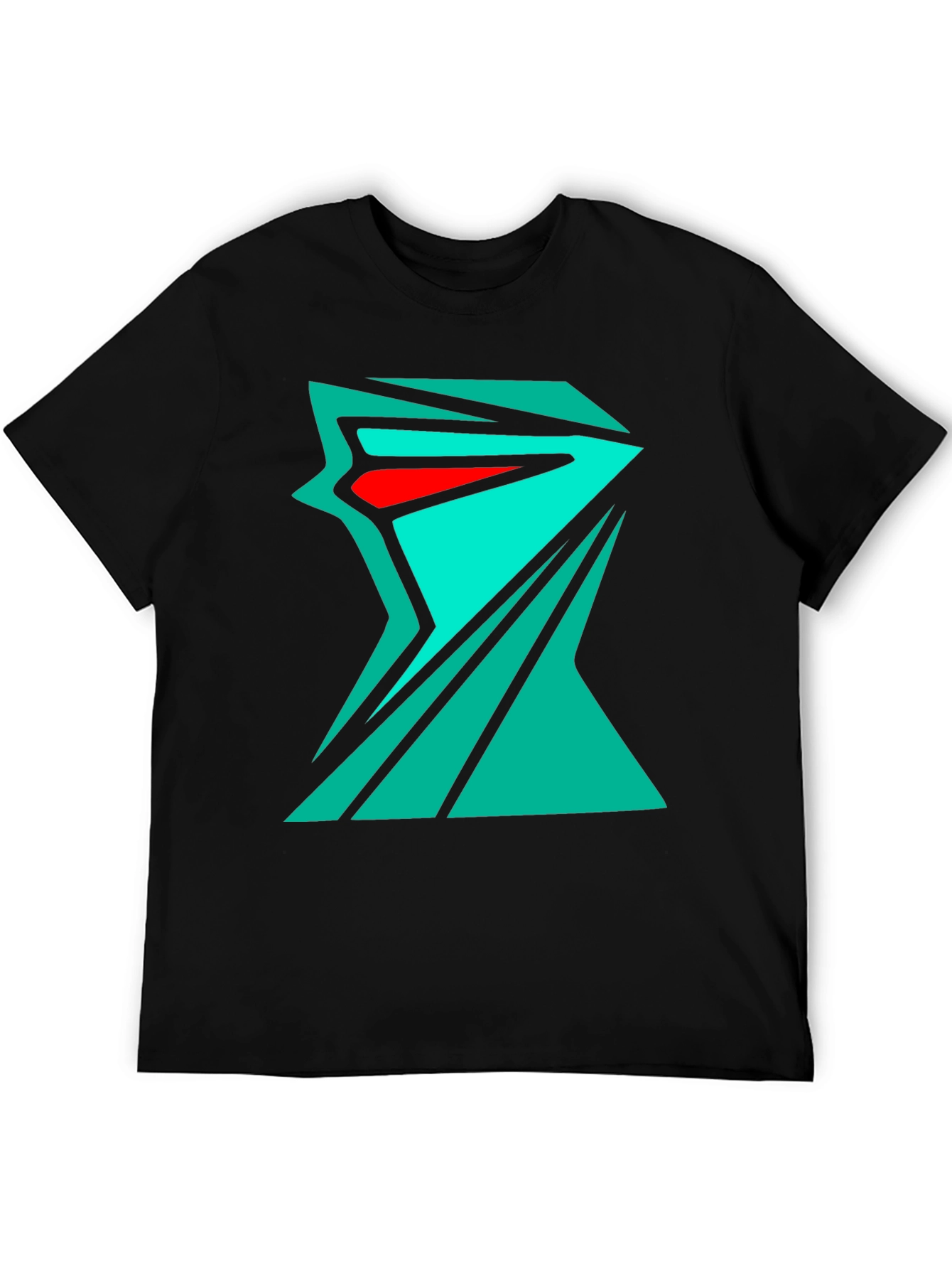 Black Abstract Geometric Tee - Edgy Streetwear Style view 5