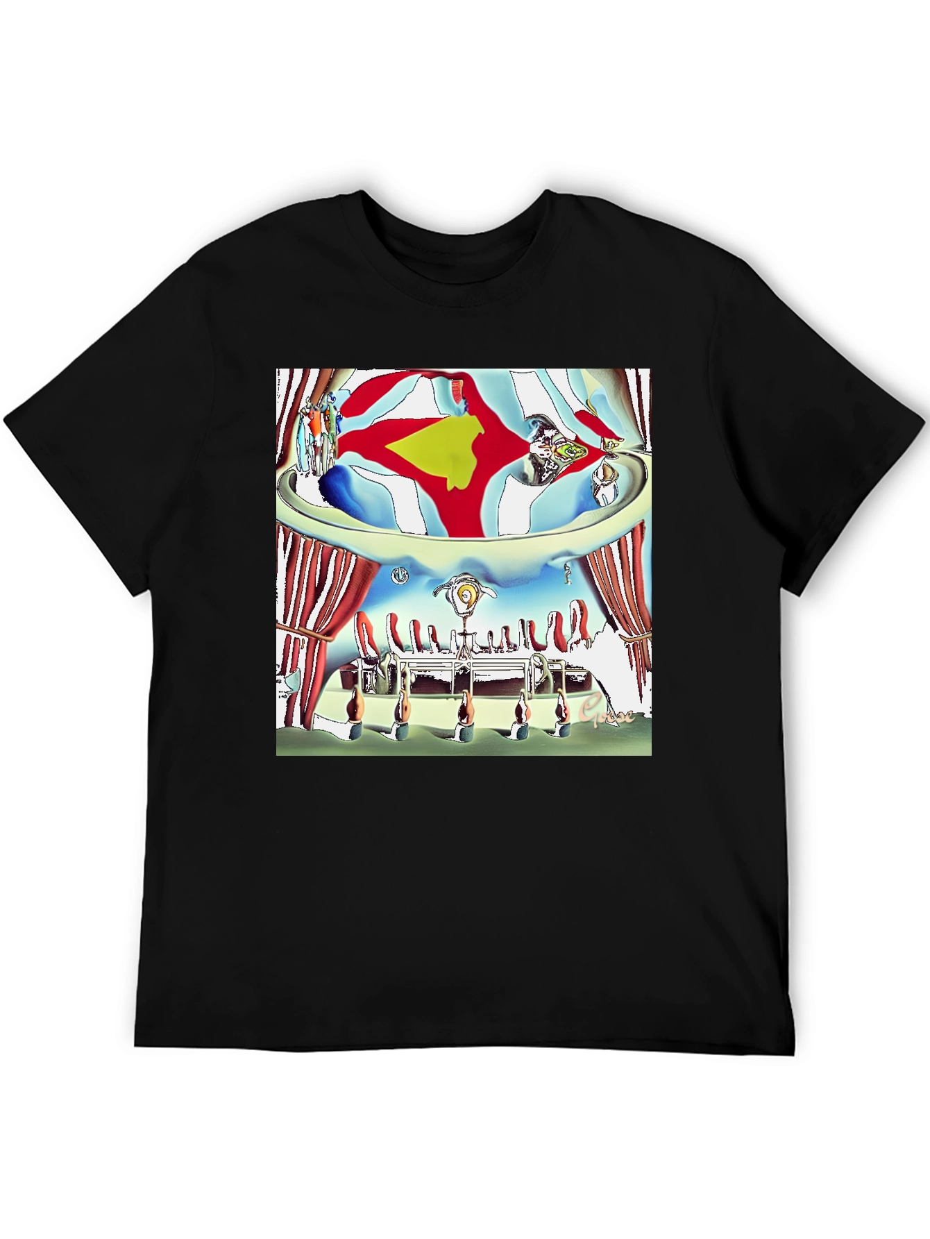 Black Surreal Art Print Black T-Shirt view 5