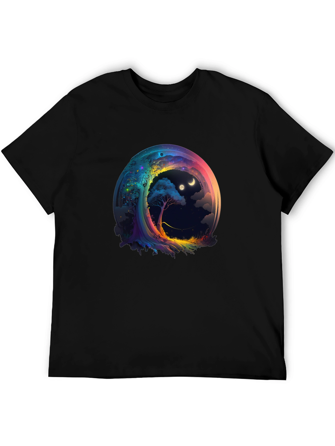 Black Cosmic Dreamscape T-Shirt - Unique Graphic Tee view 5