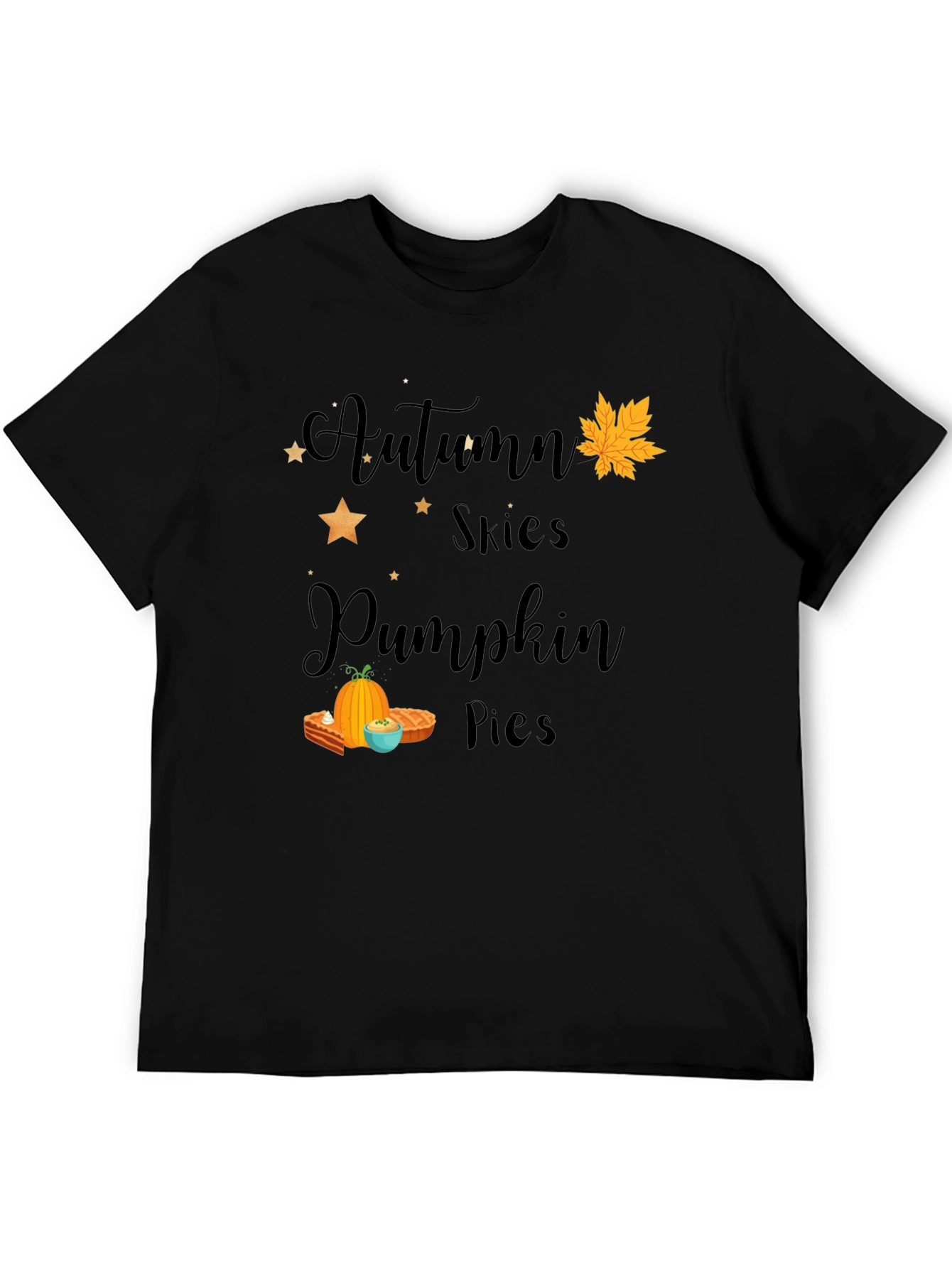 Black Autumn Skies Pumpkin Pies Graphic T-Shirt view 5