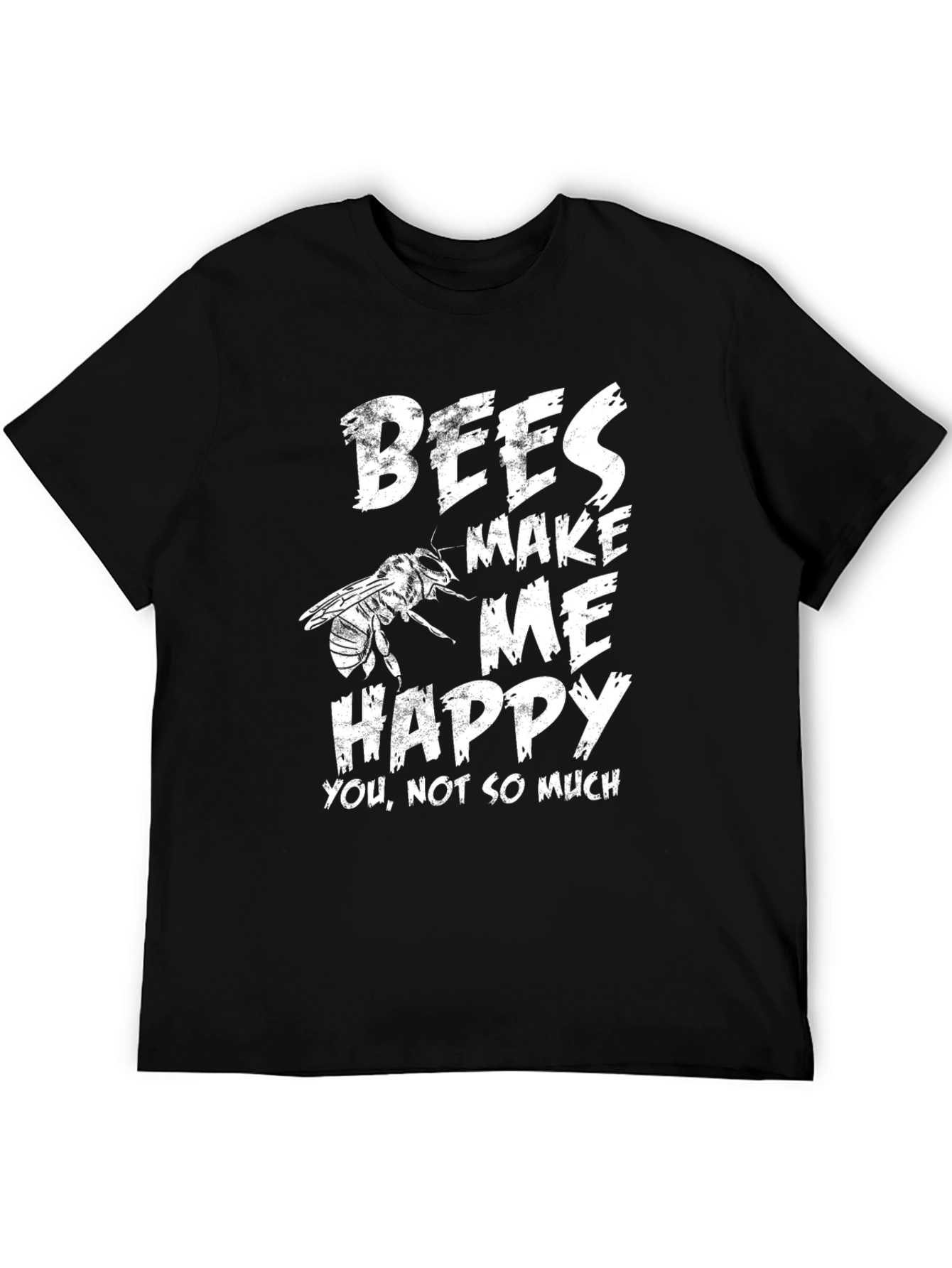 Black Bees Make Me Happy T-Shirt - Black view 5