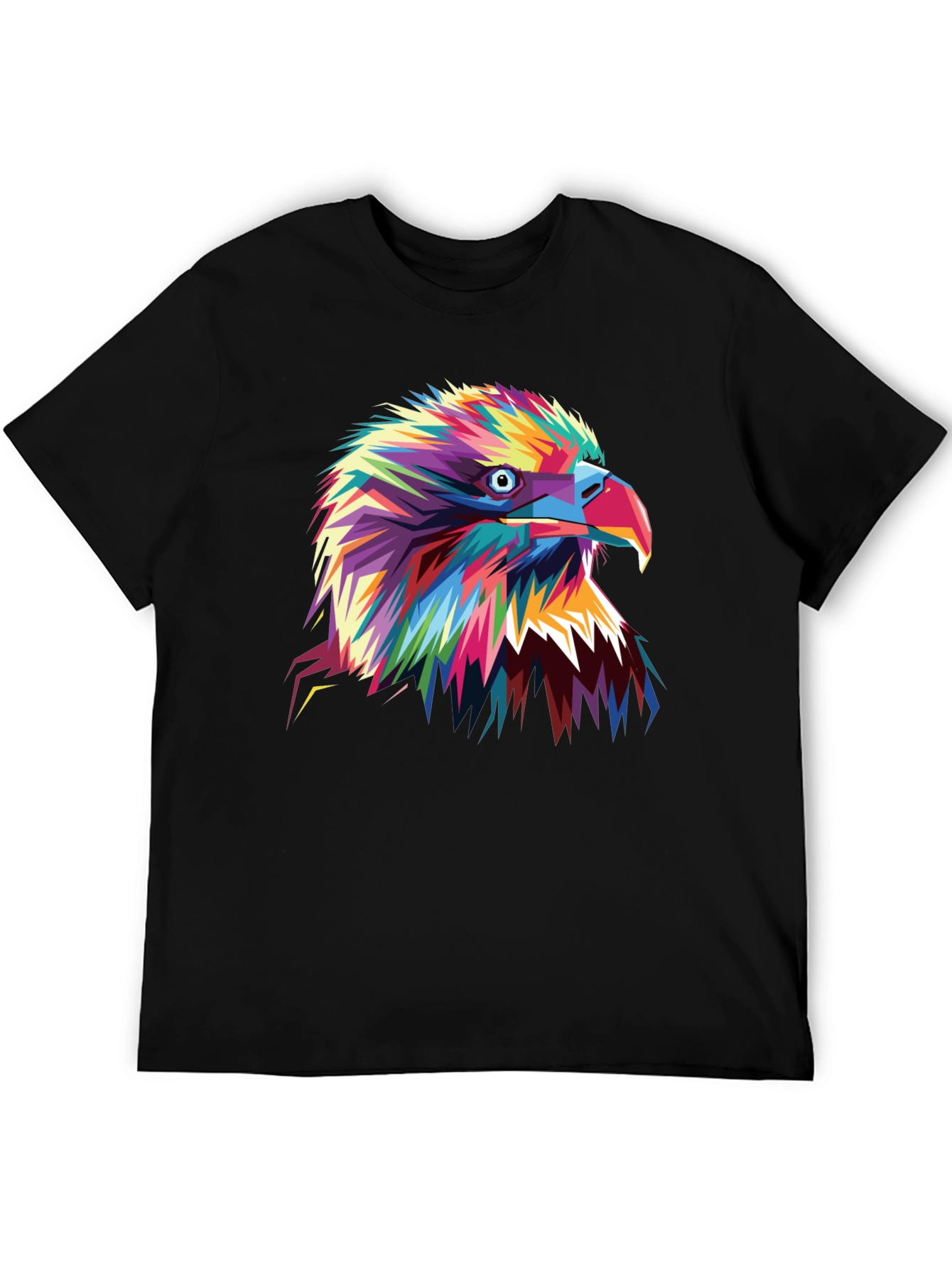 Black Vibrant Eagle Graphic Tee - Bold Colorful Bird Art view 5