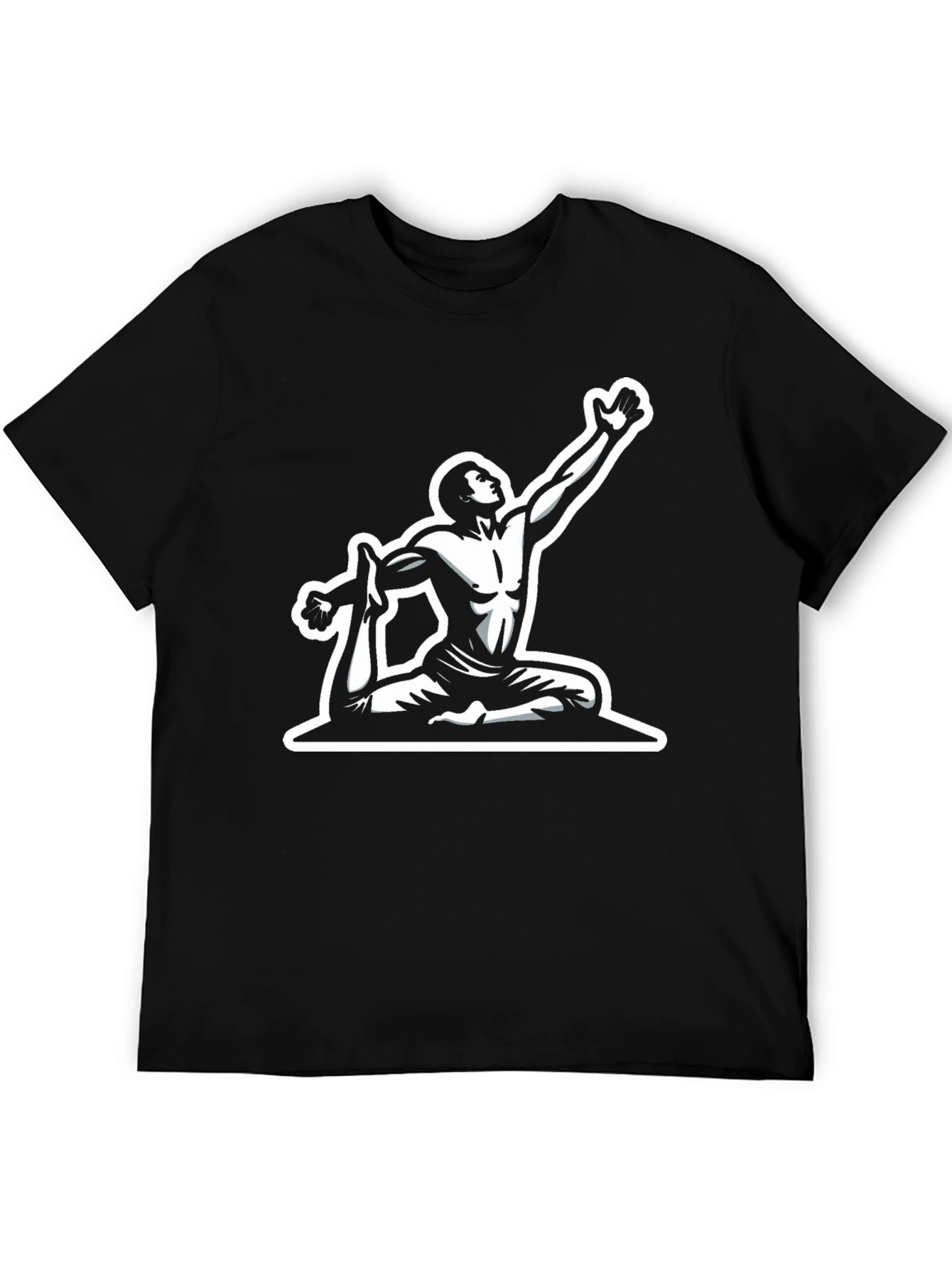 Black Yoga Pose Graphic Tee - Black Cotton Blend view 5
