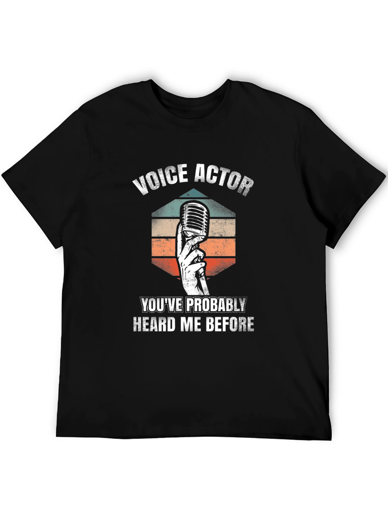 Black Voice Actor T-Shirt - Retro Mic Design view 5