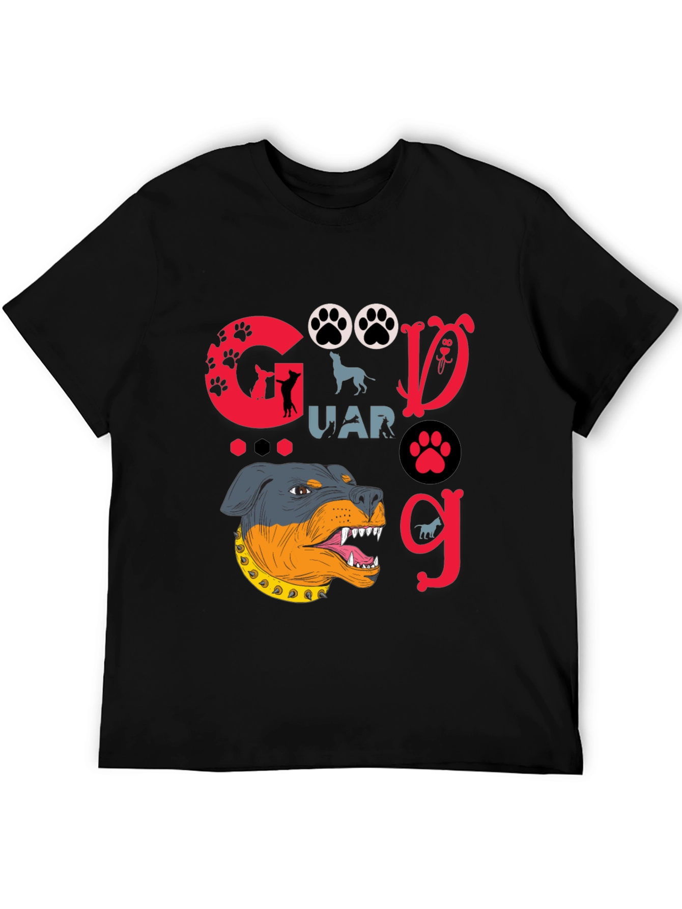 Black Dog Guard T-Shirt - Rottweiler Graphic Tee view 5