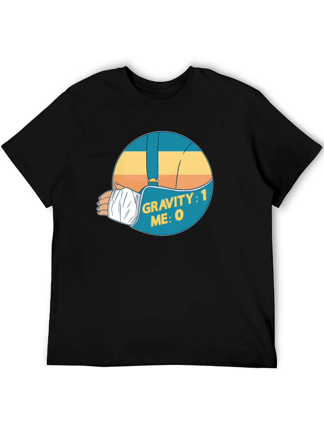Black Gravity: 1 Me: 0 Funny Broken Arm T-Shirt view 5