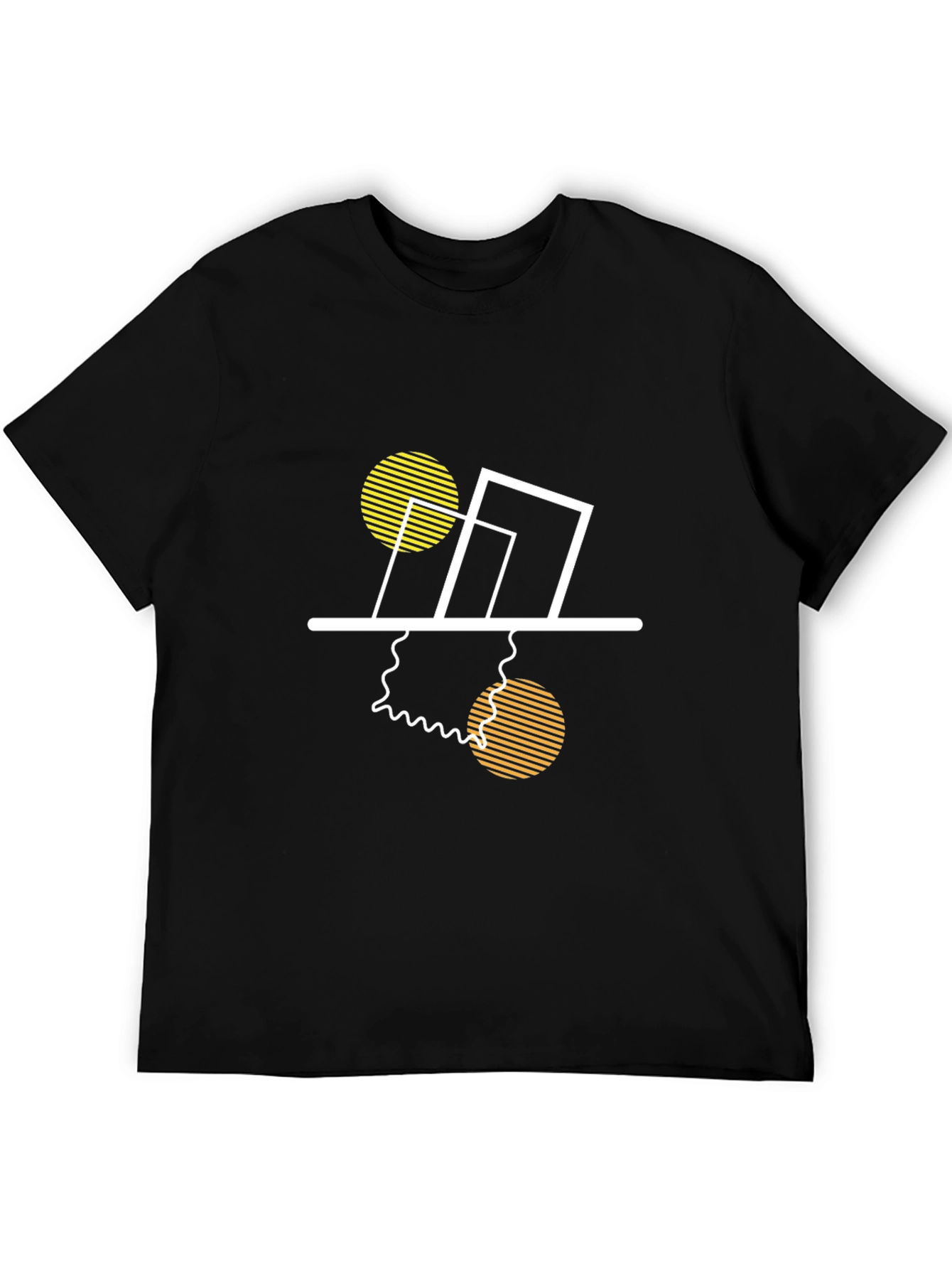 Black Modern Geometric Graphic Tee - Stylish Black T-Shirt view 5