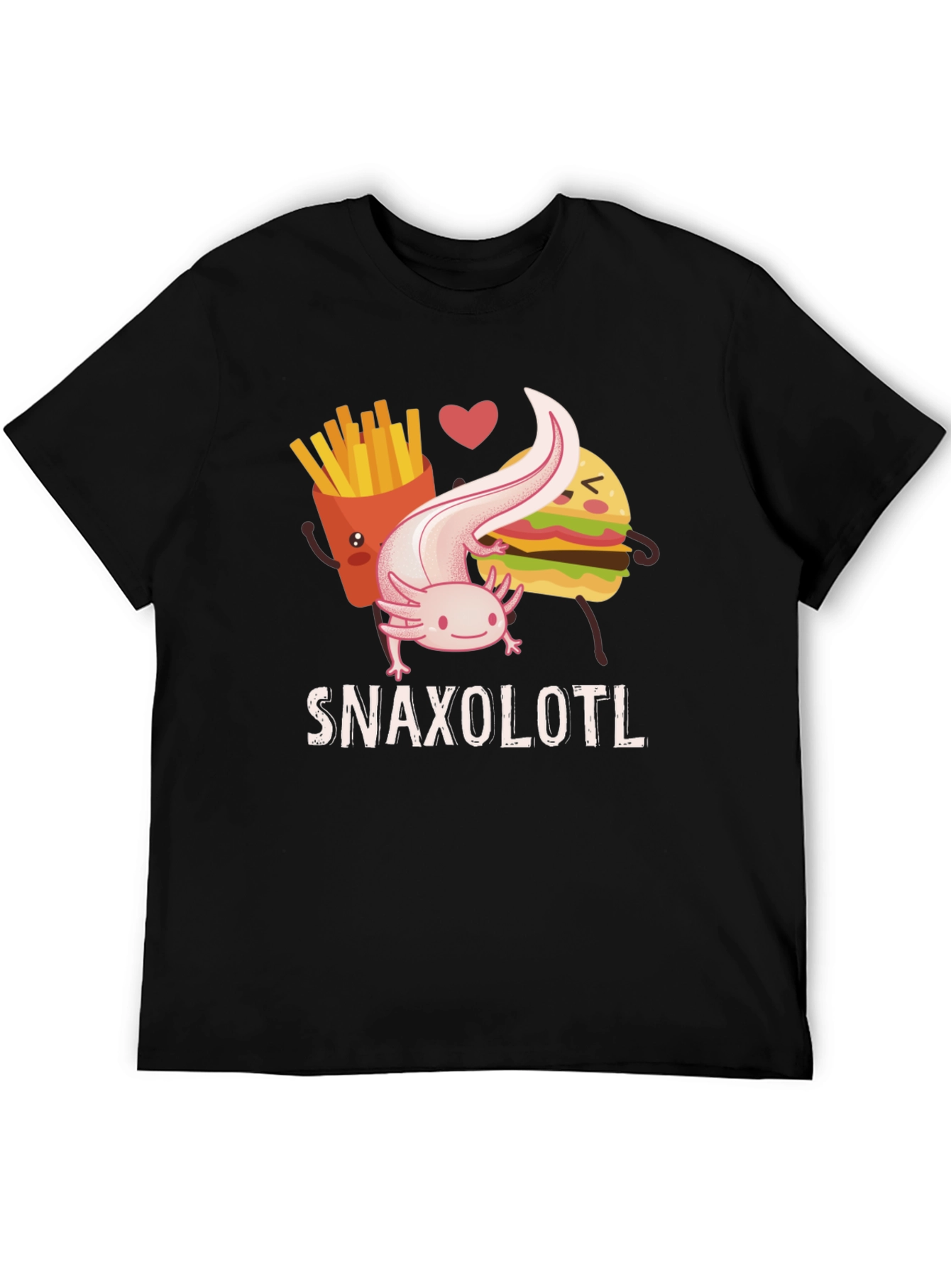 Black Snaxolotl Funny Axolotl Food Lover T-Shirt view 5