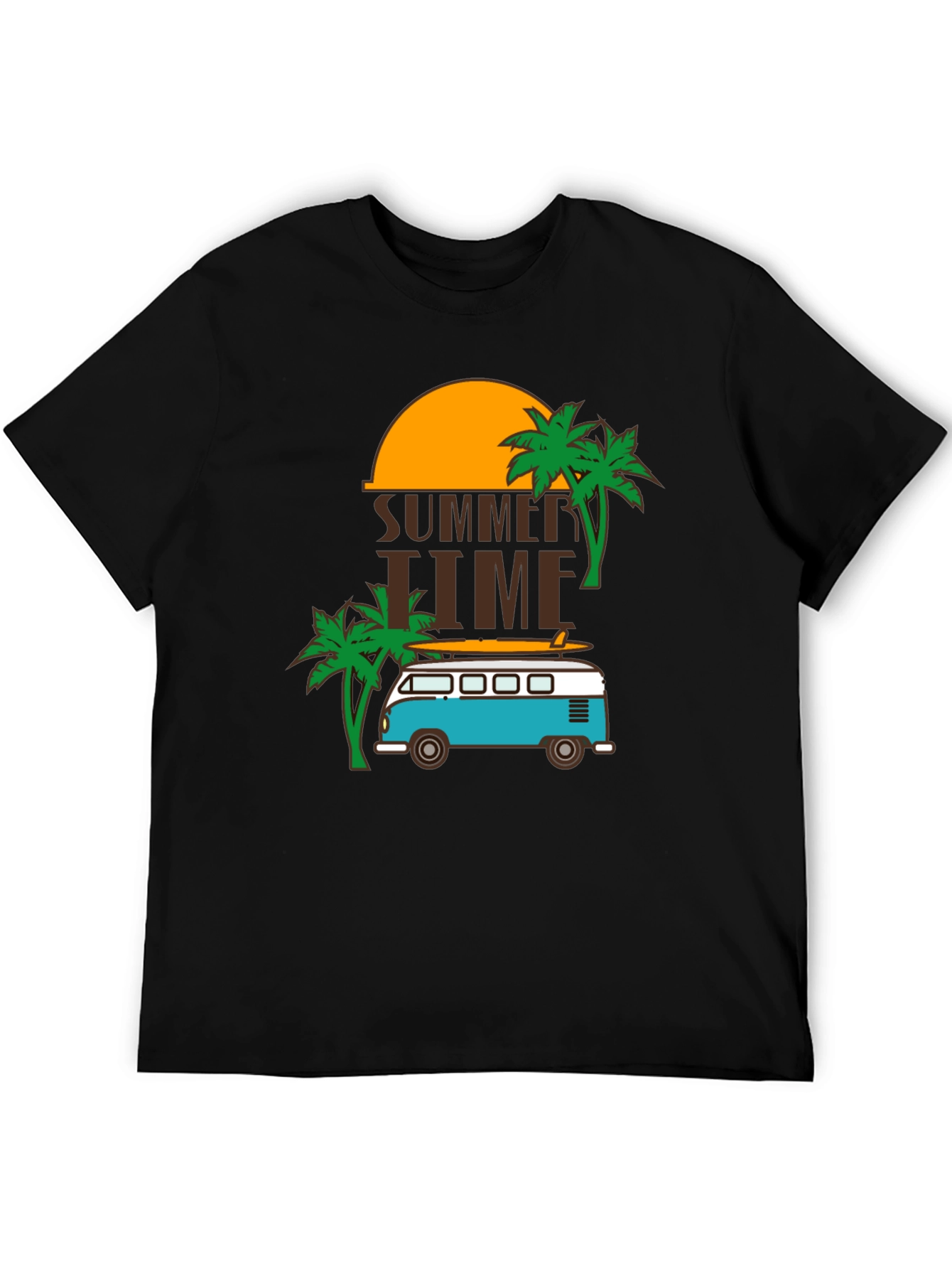 Black Summer Time Beach Van Graphic Tee view 5