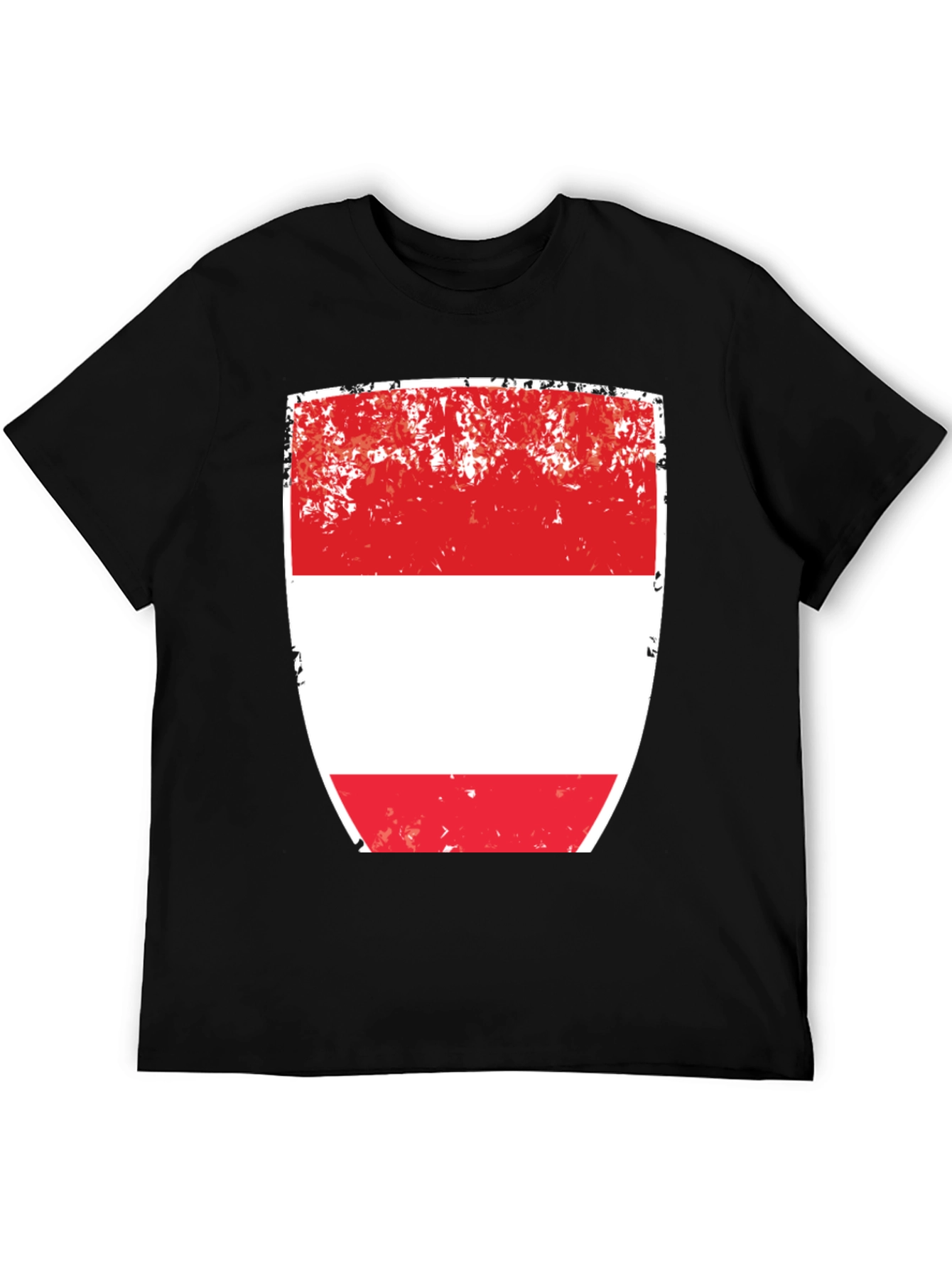 Black Austria Flag T-Shirt - Red and White Shield Design view 5