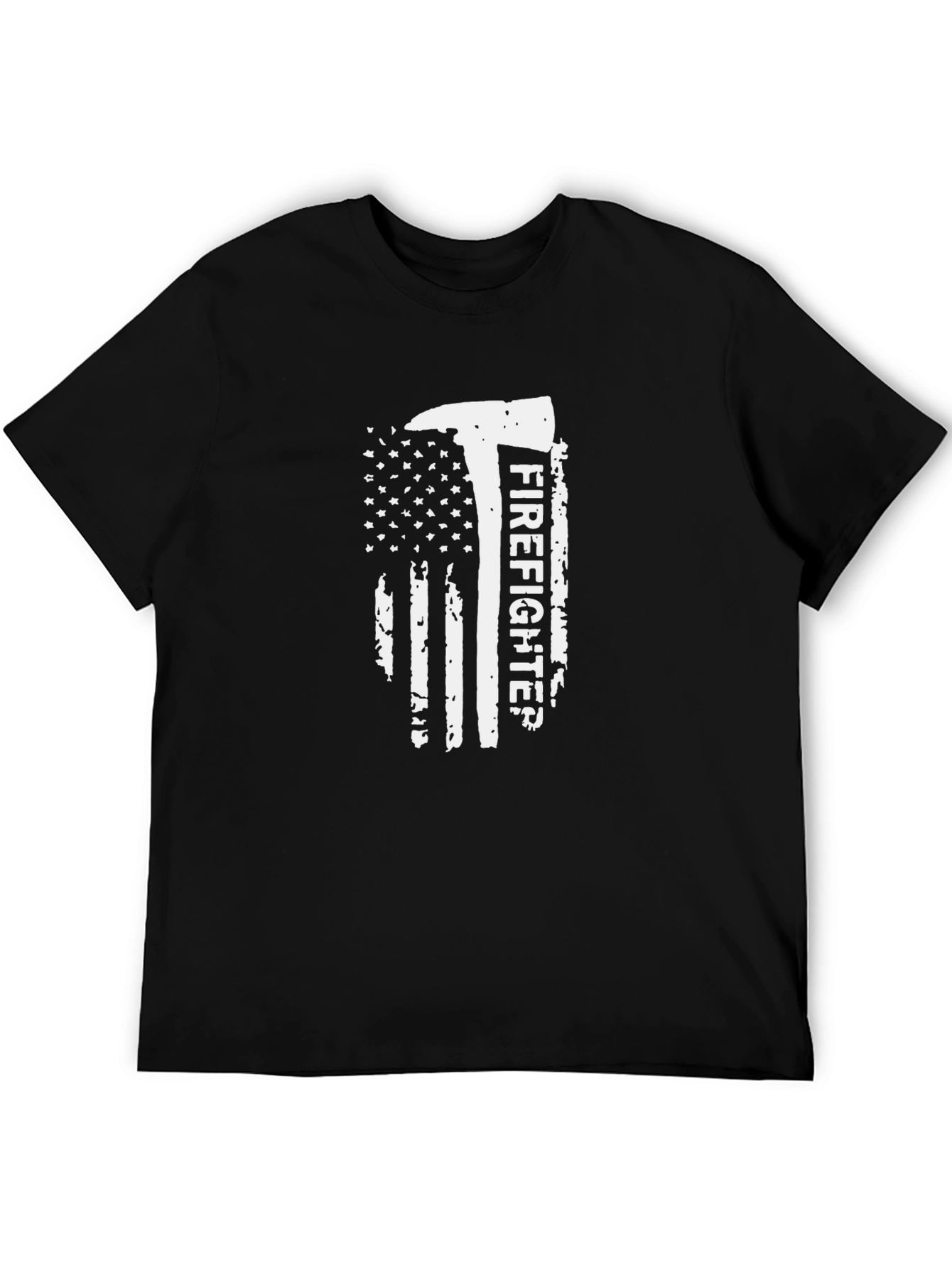 Black Firefighter American Flag Graphic Tee - Black view 5