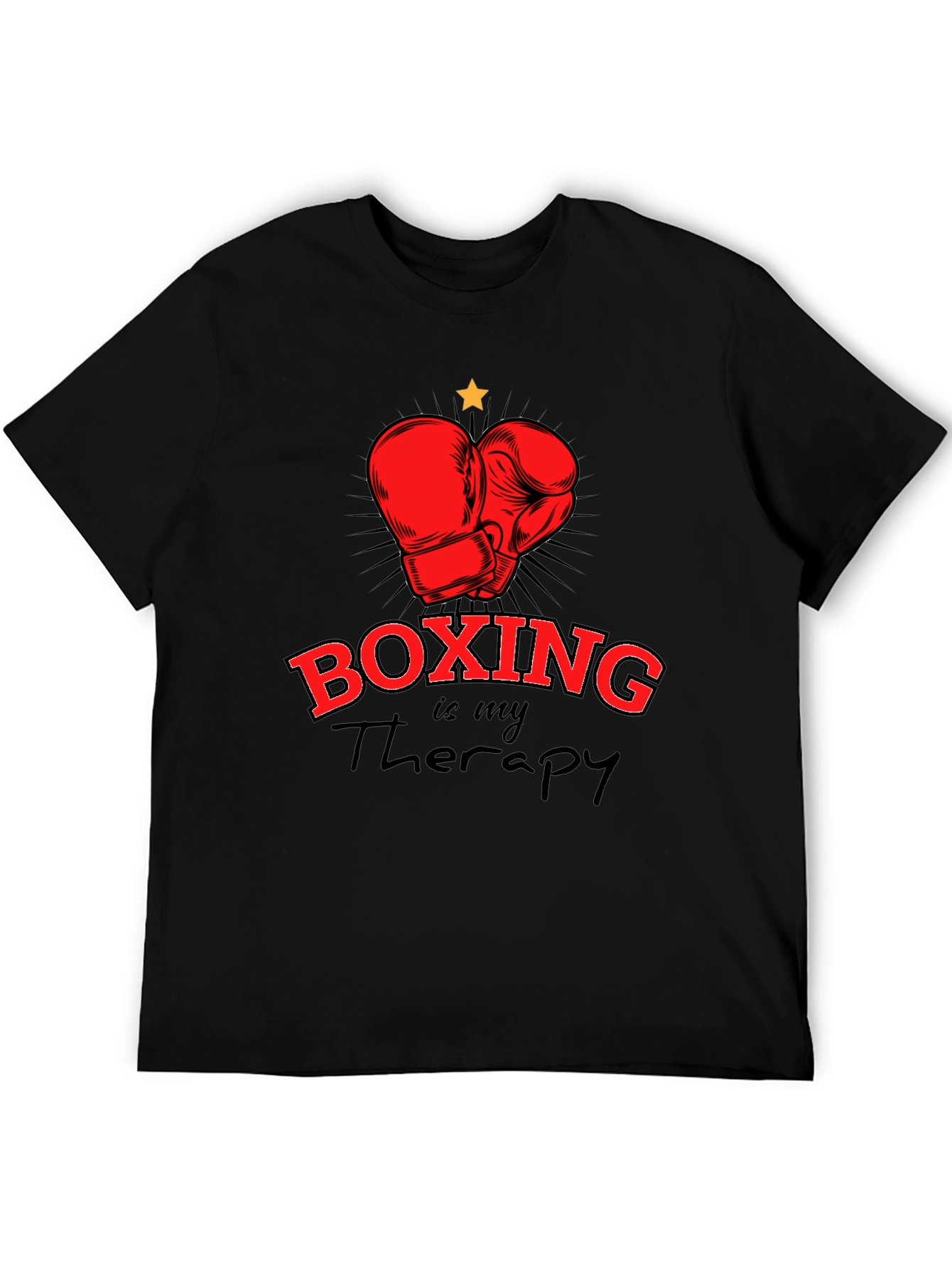 Black Boxing is My Therapy T-Shirt - Black view 5