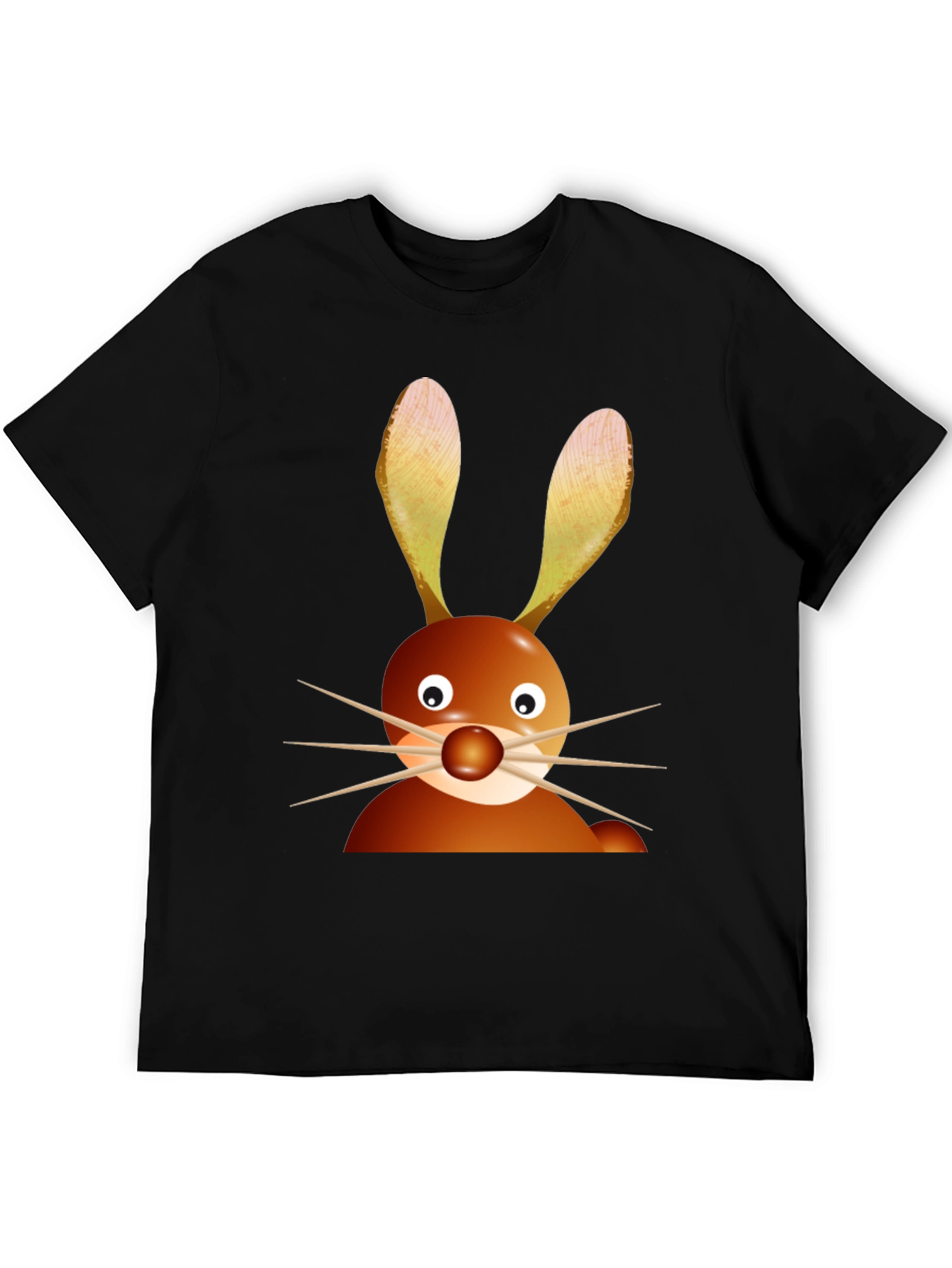 Black Funny Cartoon Bunny Rabbit Graphic Tee - Black view 5