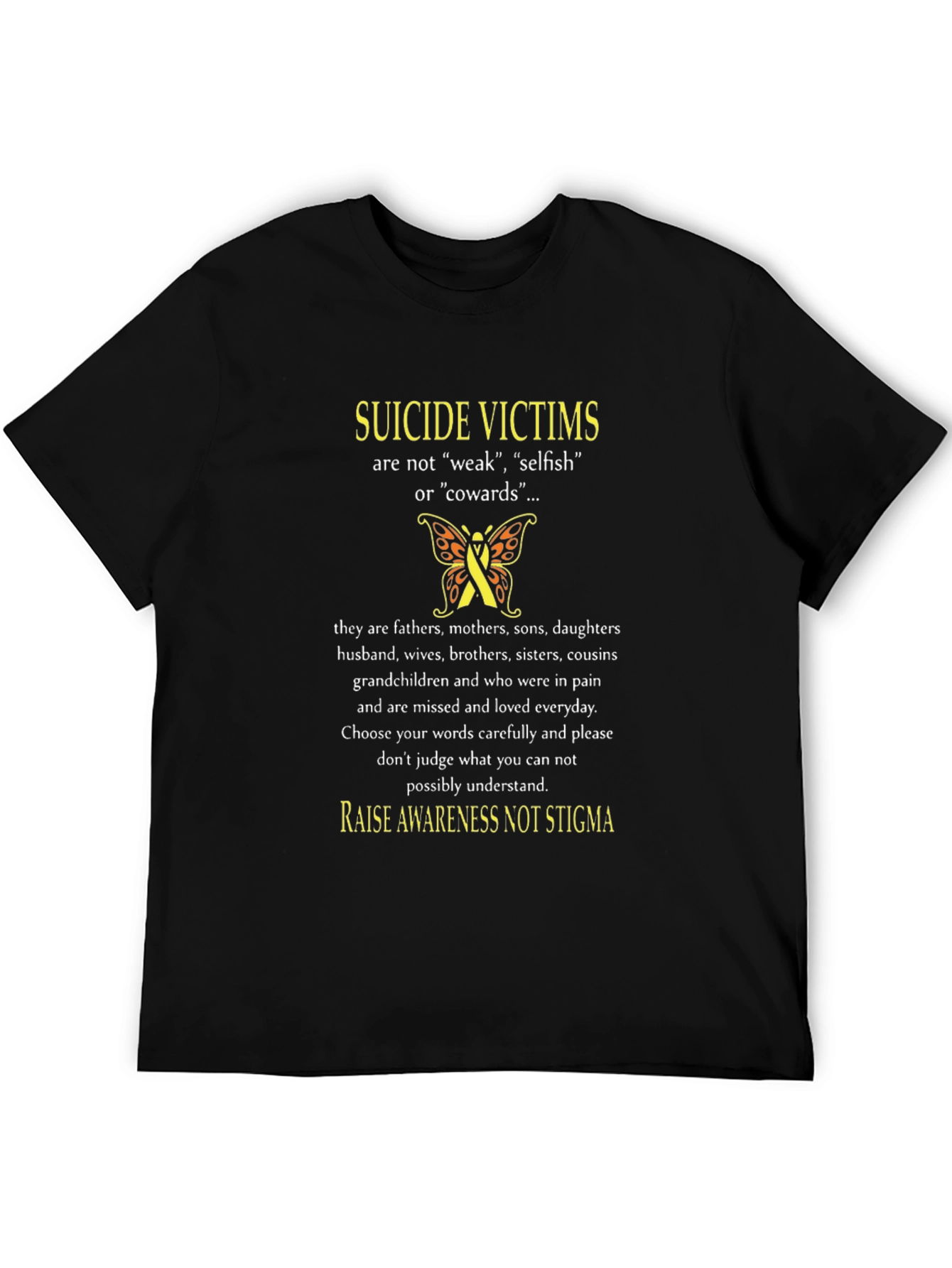 Black Suicide Awareness Graphic T-Shirt view 5