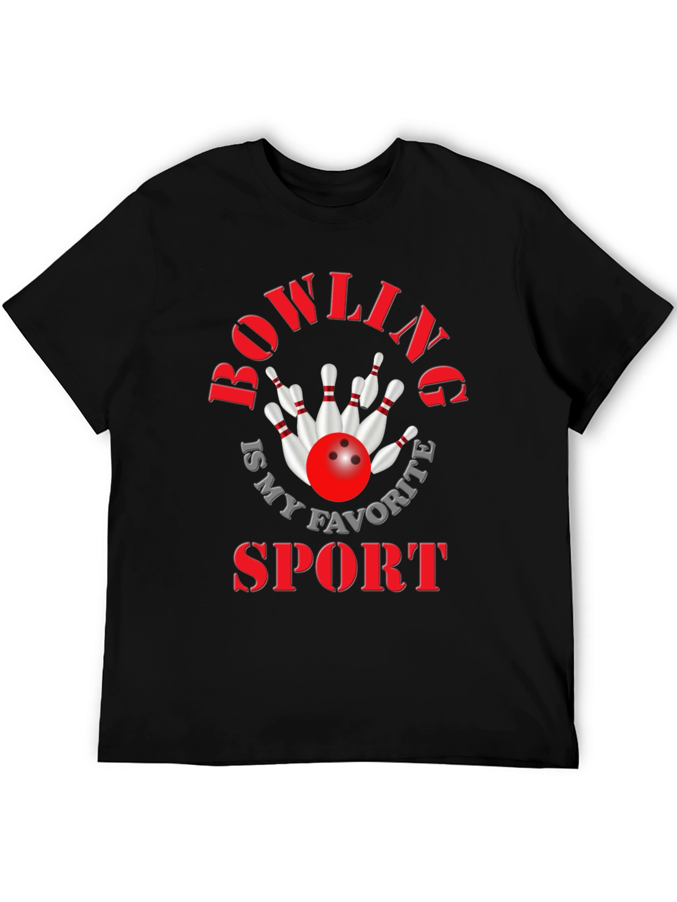 Black Bowling Is My Favorite Sport Graphic Tee view 5